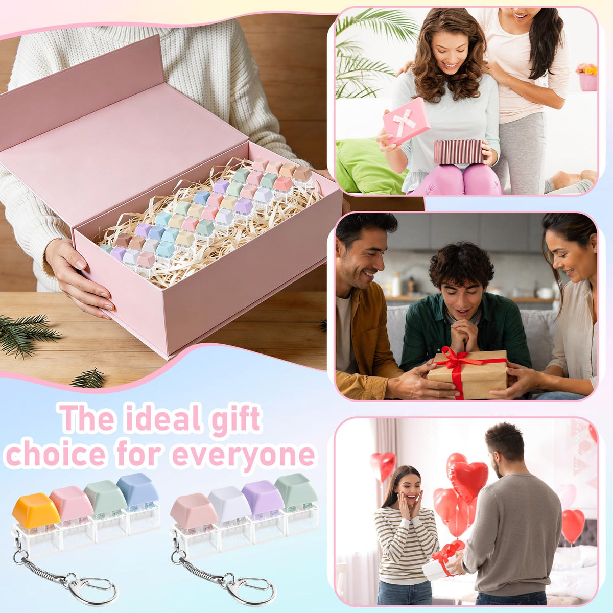 24 Pcs Keyboard Fidget Toys Stress Relief Fidget Clicker Keyboards Set Colorful Keyboard Decompression Toys Button Stress Relief Gifts for Adults to Relieve Stresses Pass Time Party Giveaways Favors