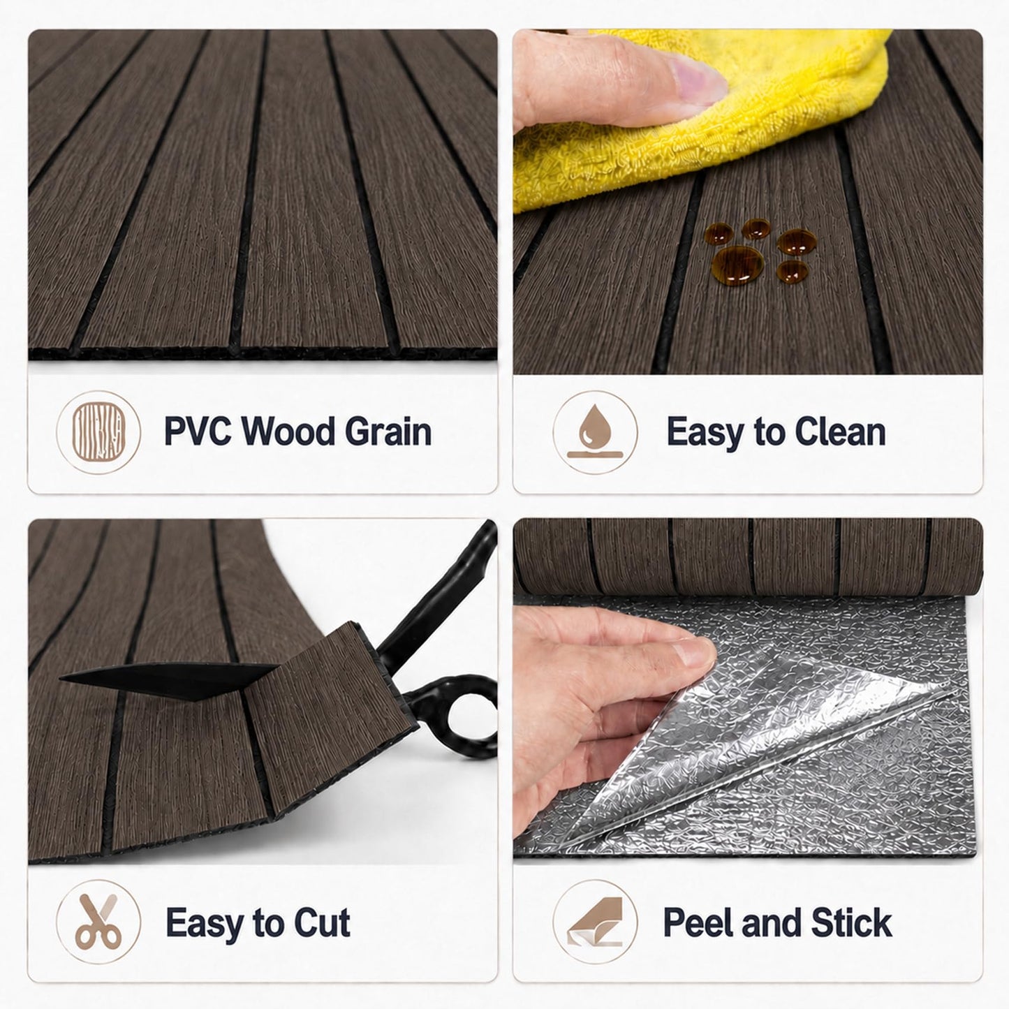 Hrboat Peel and Stick PVC Slat Wall Panel, 3D Faux Smoked, 118 x 15.75 in