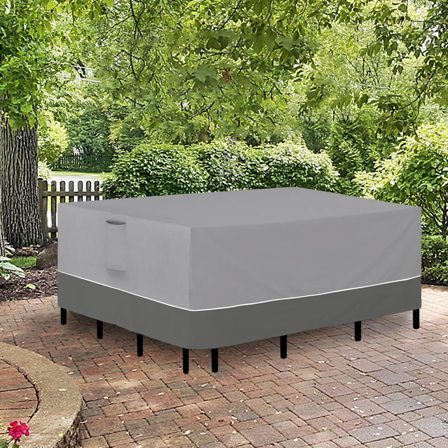 Easy-Going Patio Furniture Cover 110"x84" Rectangle Outdoor Table and Chair Set Covers Waterproof UV Resistant Outdoor Sectional Sofa Set Covers, Gray/Dark Gray