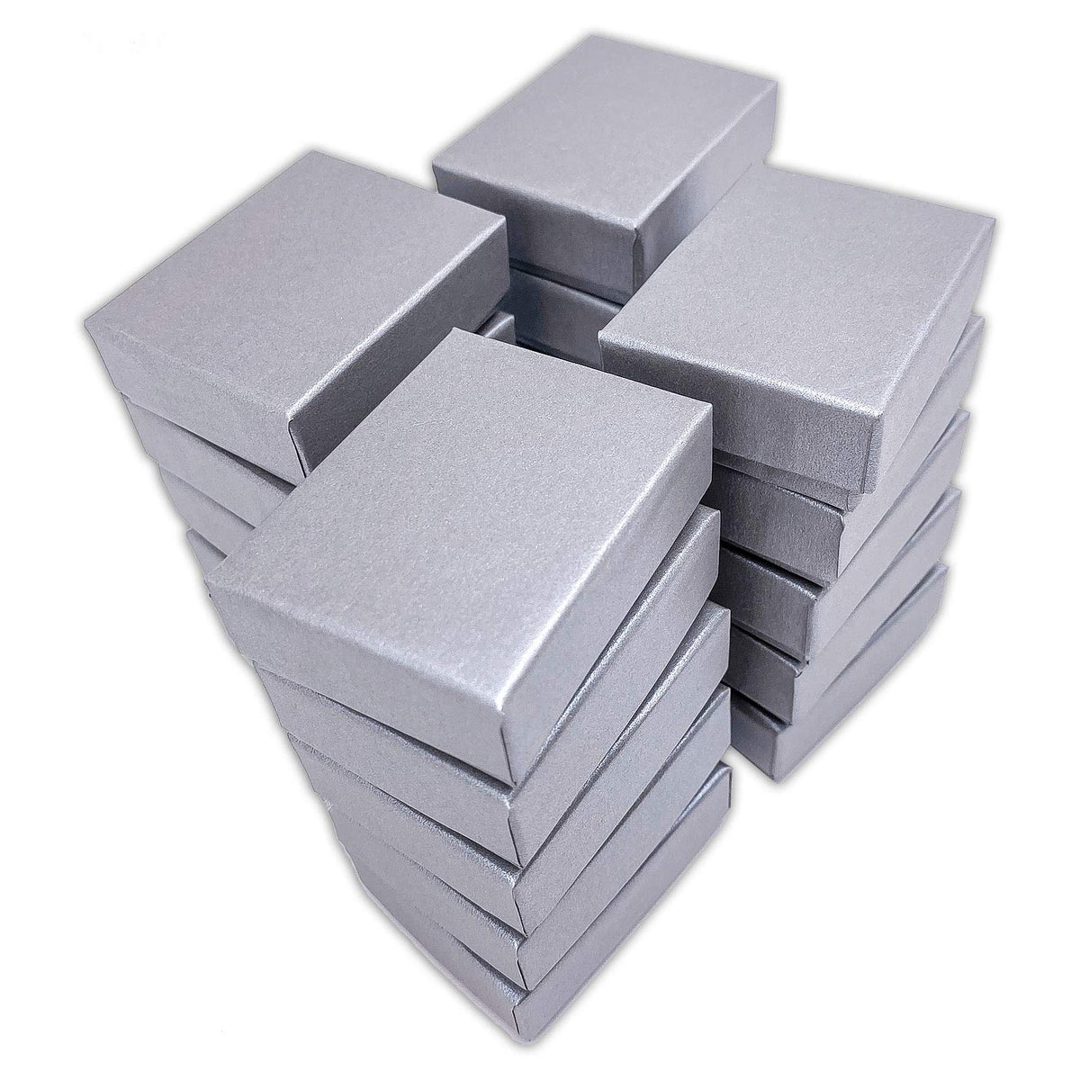 TheDisplayGuys - 25-Pack #11 Cotton Filled Cardboard Paper Jewelry Boxes Gift Case - Pearl Gray (2.1" x 1.8" x 0.8") - for Shipping or Storage