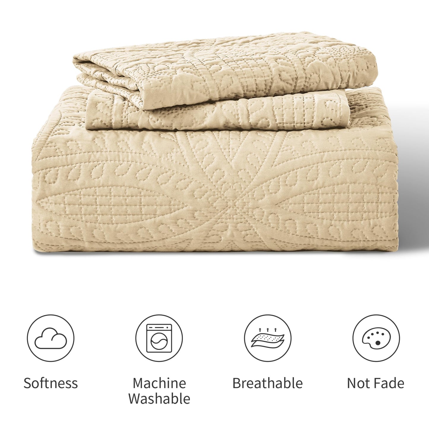 Love's cabin Quilts for Queen Bed Camel Bedspreads - Soft Bed Fall Lightweight Bedspread Comforter - Modern Style Coin Pattern Coverlet for All Season - 3 Pieces (1 Quilt, 2 Pillow Shams)