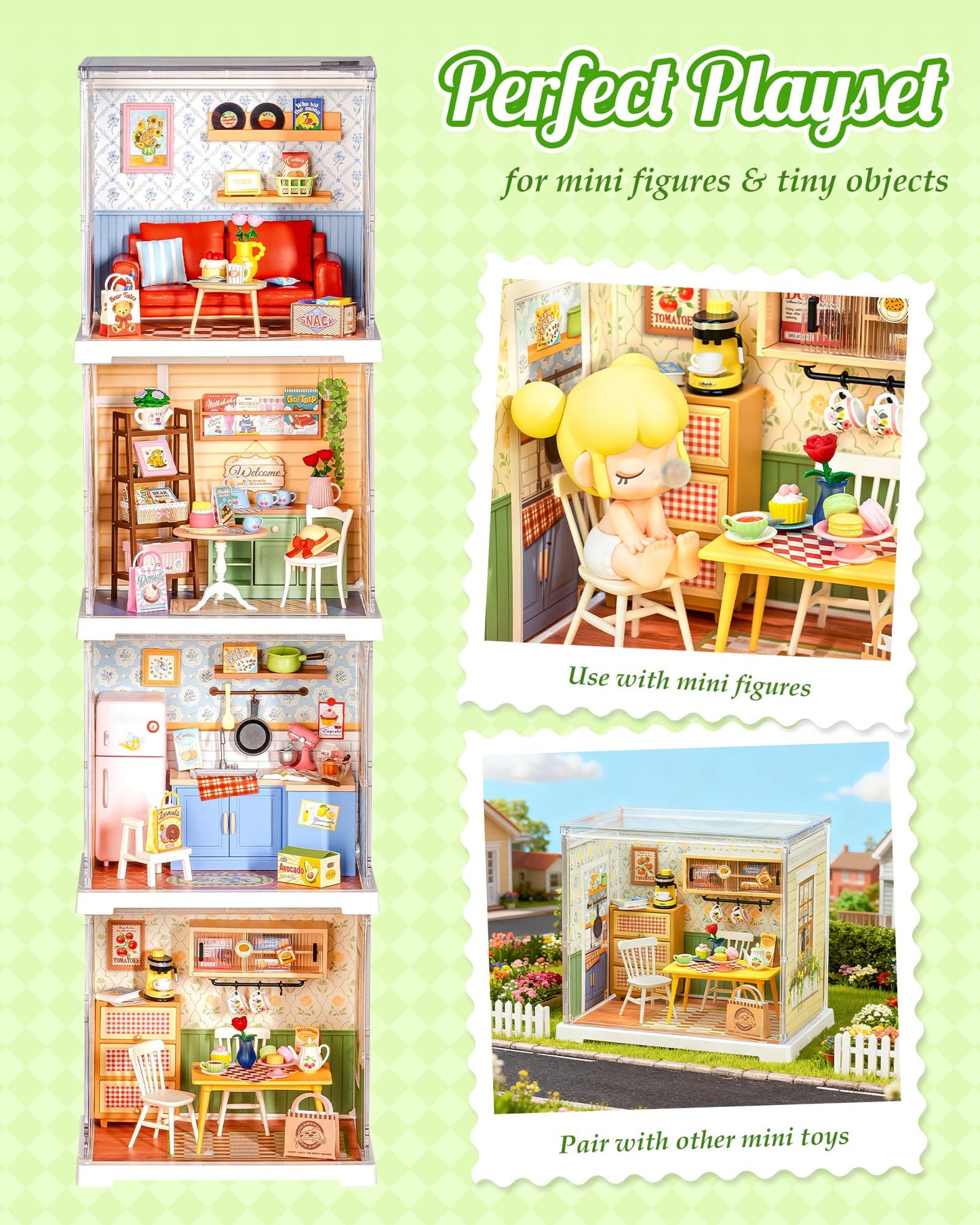 Rolife Super Creator Mini Series, DIY Plastic Miniature Kits Retail Store Series, Mini Model House Building Set for Teens Aged 14+, DIY Crafts/Hobbies for Adults (Floral Dining Room)