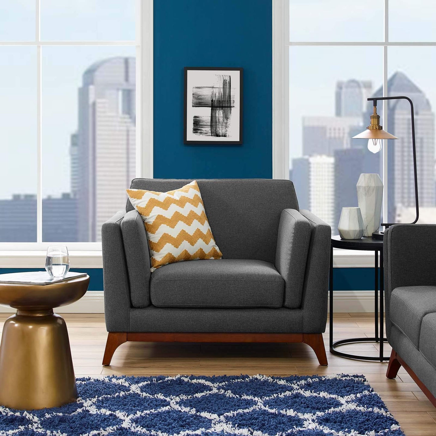 Modway EEI-3063-GRY Chance Upholstered Fabric Armchair, Gray