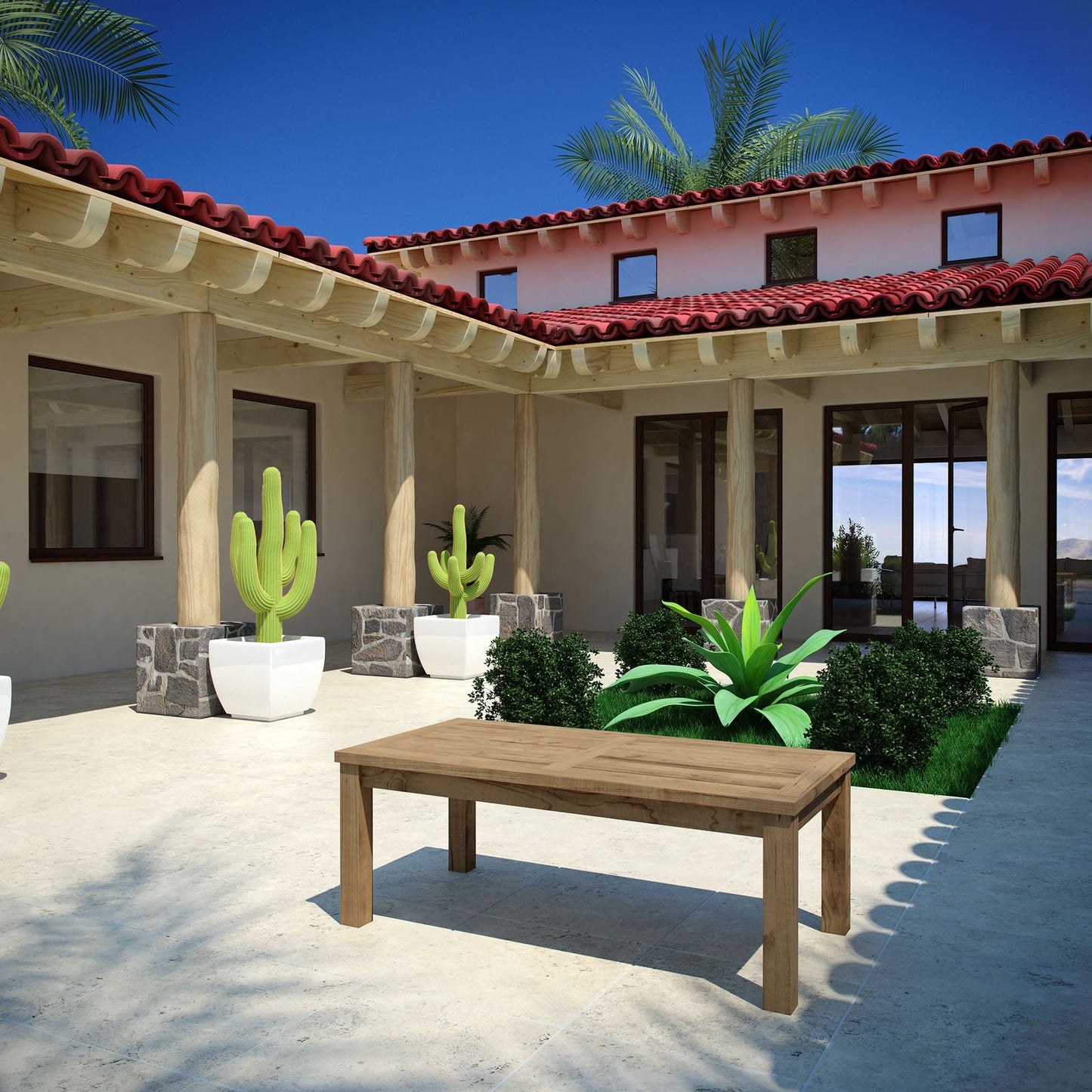 Modway Marina Premium Grade A Teak Wood Outdoor Patio Rectangle Coffee Table in Natural