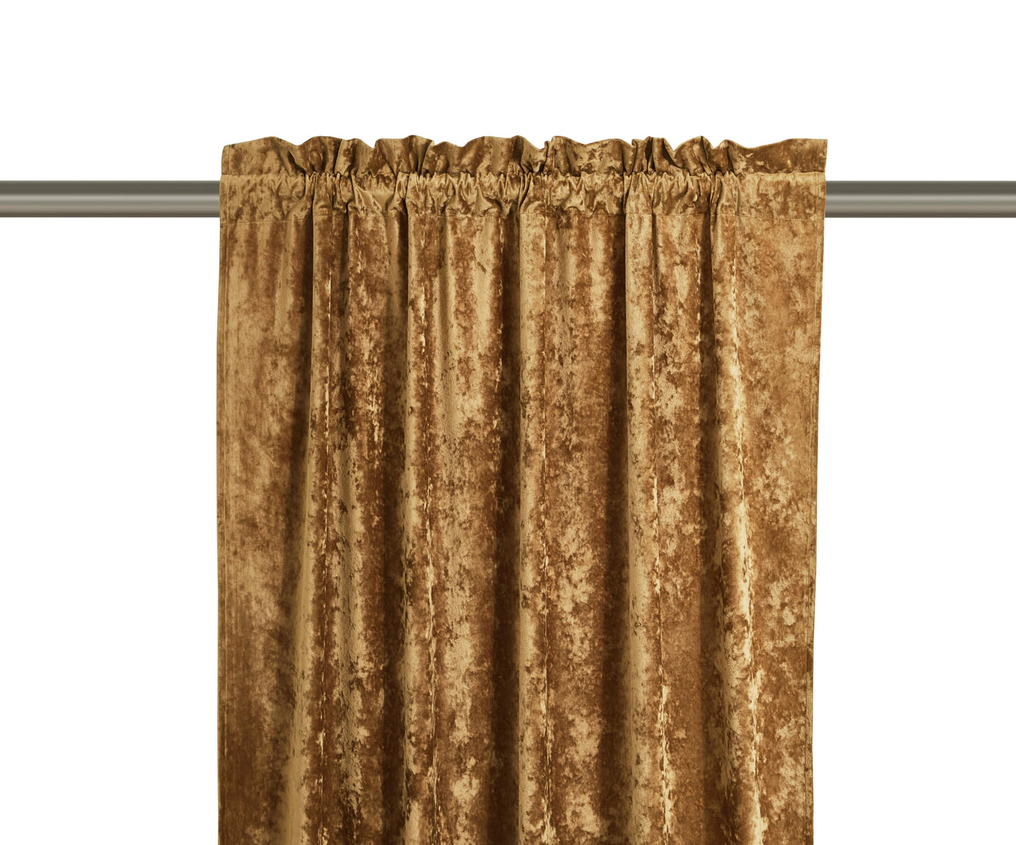 Chezmoi Collection Lux Caramel Gold Crushed Velvet Curtains 2 Panel Set - 72 inches Long Room Darkening Luxury Distressed Velvet Rod Pocket Window Drapes for Living Room Bedroom 50" W x 72" L