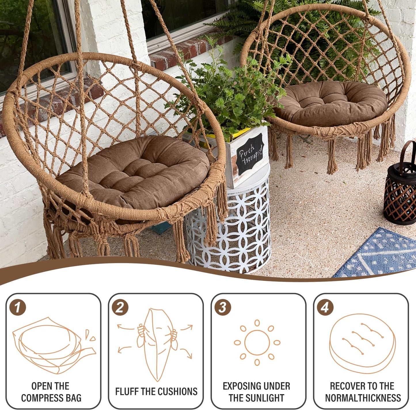 Tiita Round Floor Pillow Cushions 22"x22" Patio Chair Cushion for Outdoor Furniture Seat Pads Set of 2 Meditation Cushion for Yoga Living Room Sofa Balcony, Coffee
