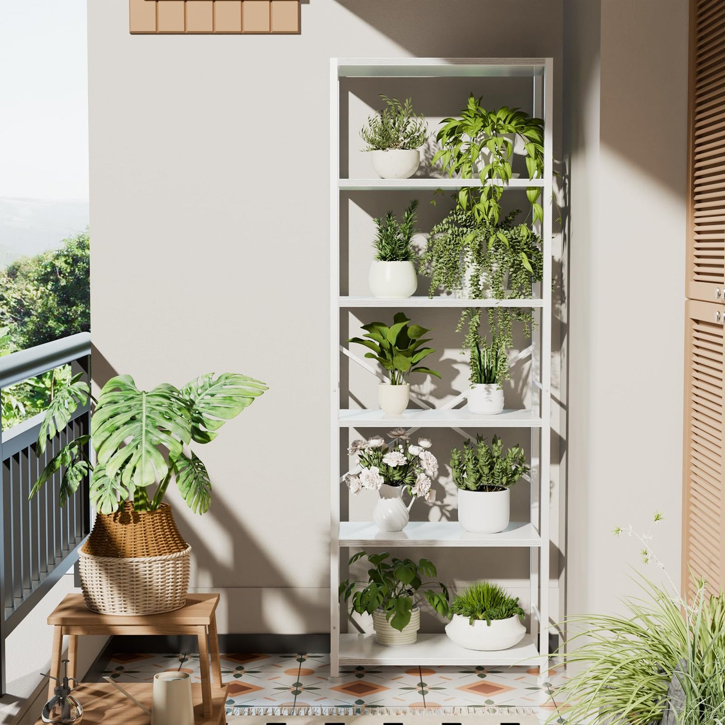 Furologee 6 Tier Book Shelf, Tall Wide Bookshelf, Modern Open Bookcase, Display Shelves Storage Organizer, Shelving Unit for Living Room, Home Office, Bedroom, Kitchen, White