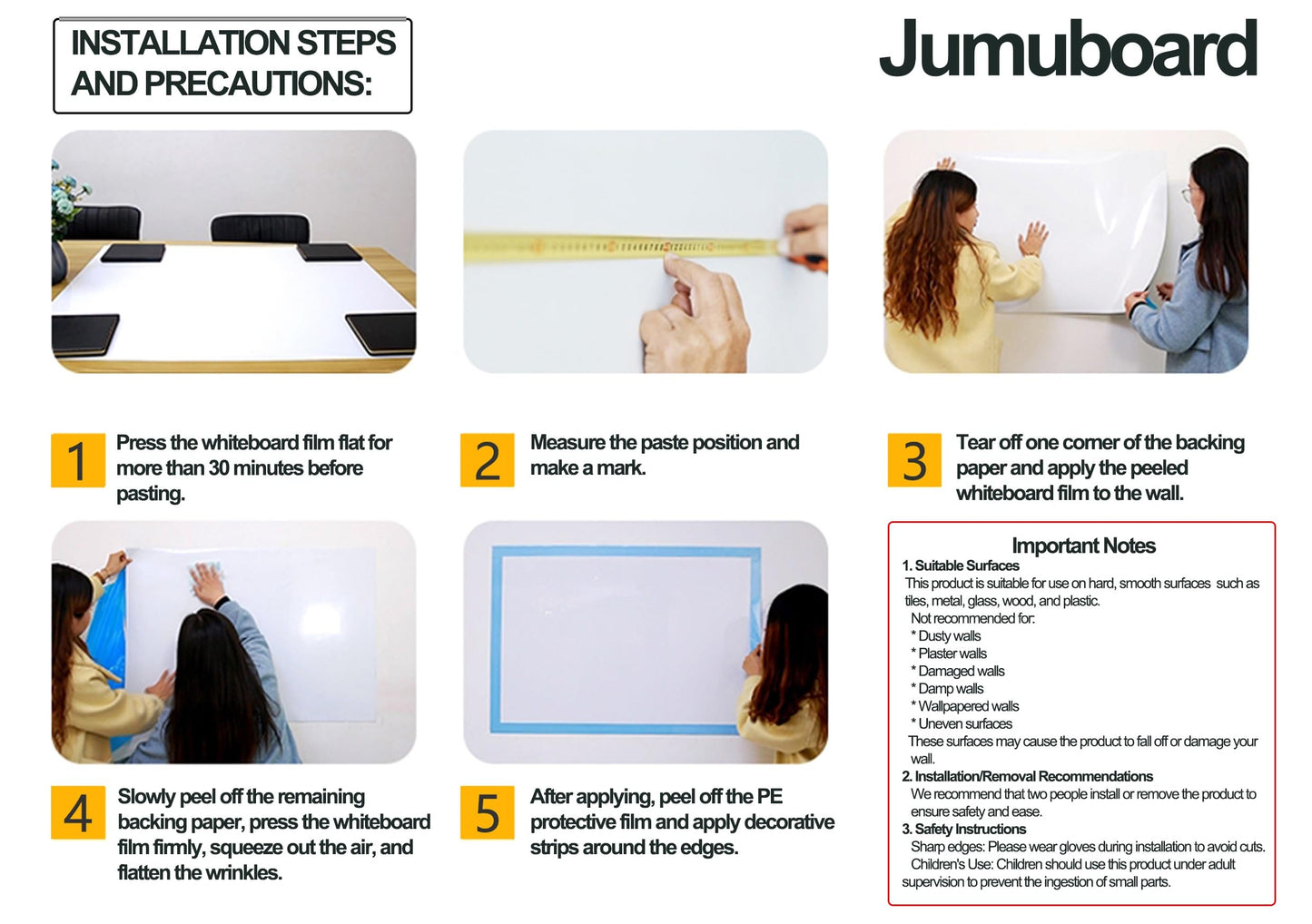 Self-Adhesive Dry Erase Whiteboard Sticker, 47.24" x 35.43" Magnetic Receptive White Board Wall Film, No Ghosting, Easy Write & Clean | Peel & Stick for Office, Home & Classroom,Incl. Accessories