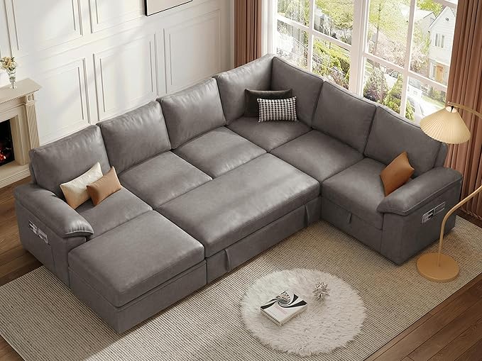 108 Inch Faux Leather Modular Sectional Sofa