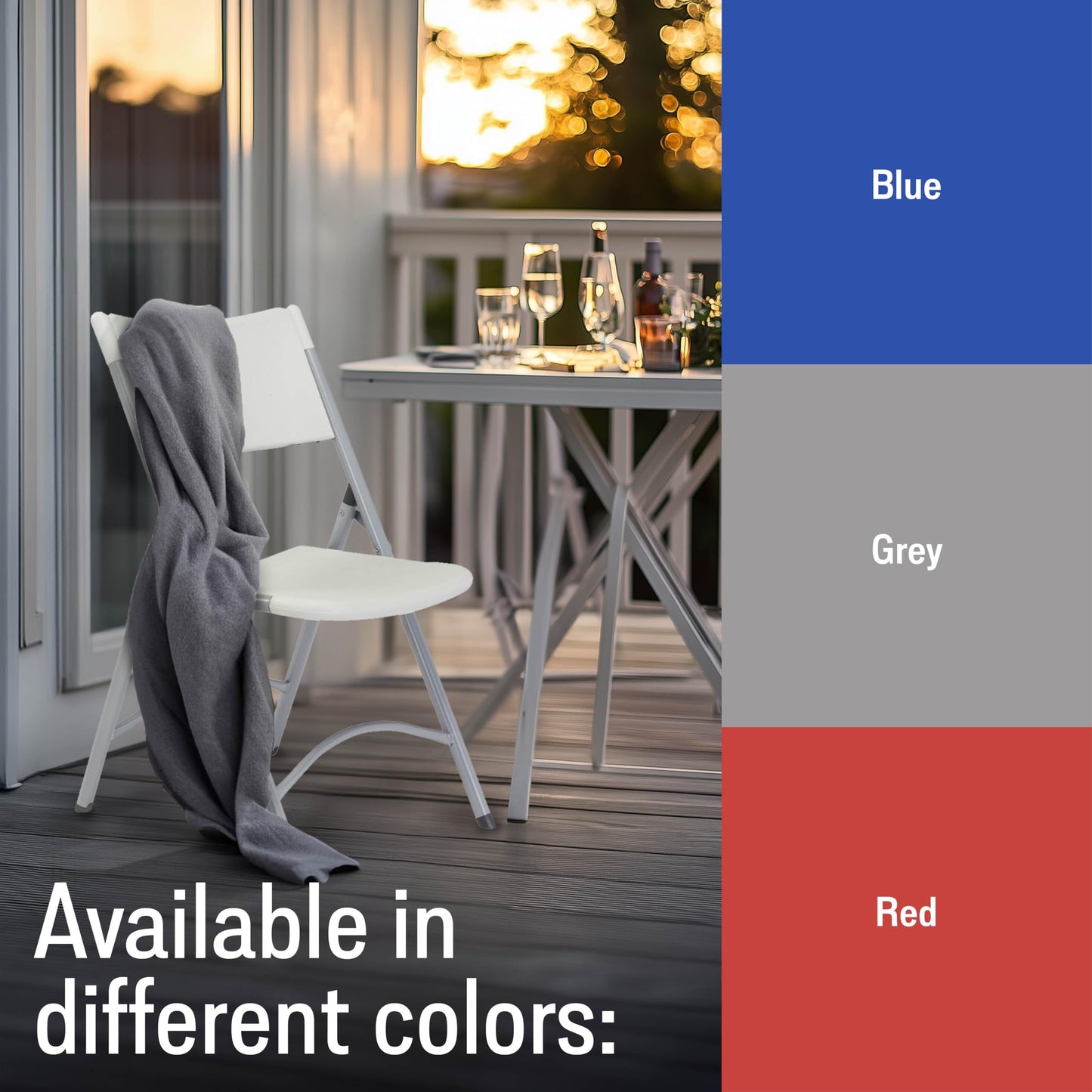 Plastic Portable Folding Chairs by National Public Seating – 600 Series Premium Lightweight Foldable Chairs for Indoor & Outdoor, Set of 4 – Comfortable, Durable, Institutional-Grade, Blue