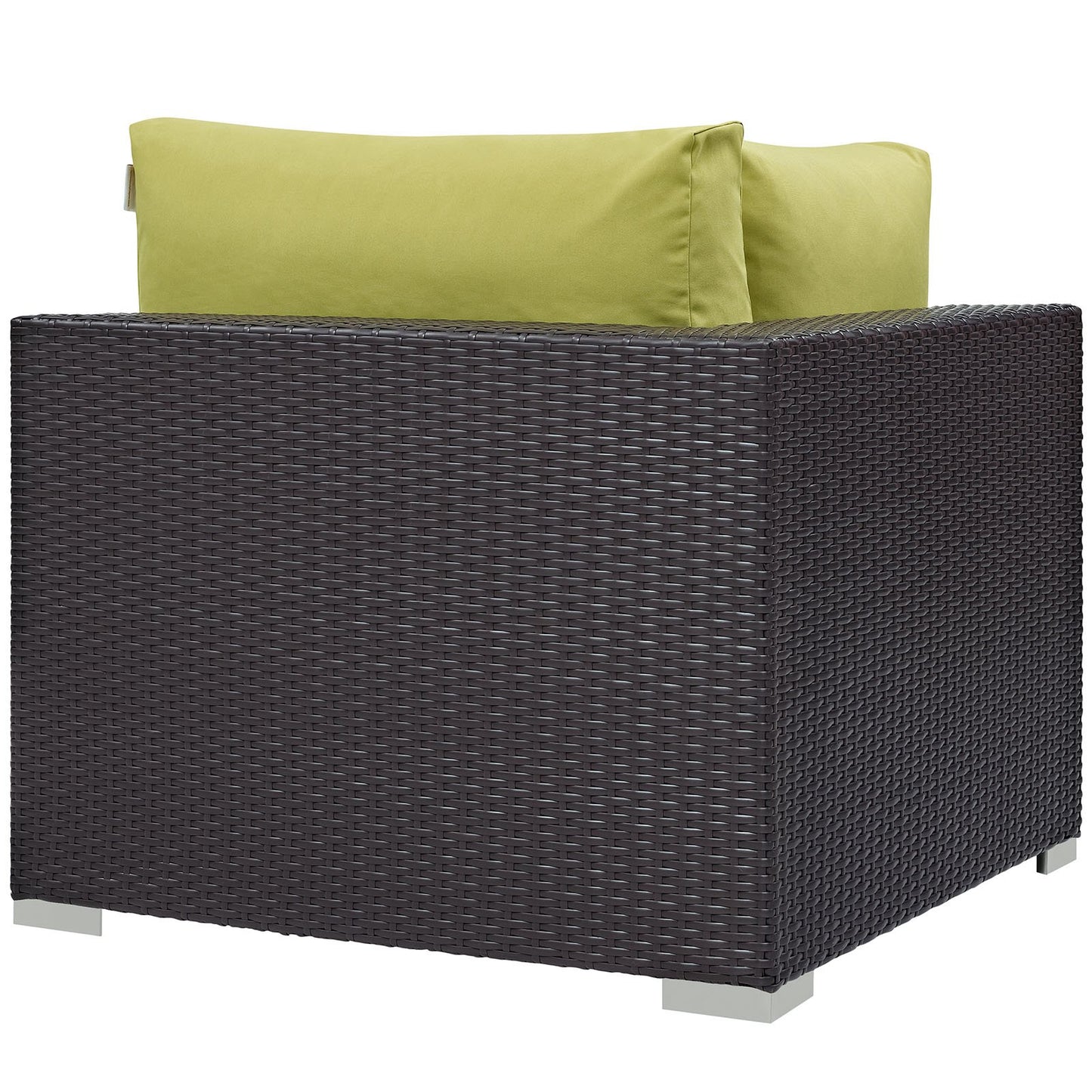 Modway Convene Wicker Rattan Outdoor Patio Sectional Sofa Corner Seat in Espresso Peridot