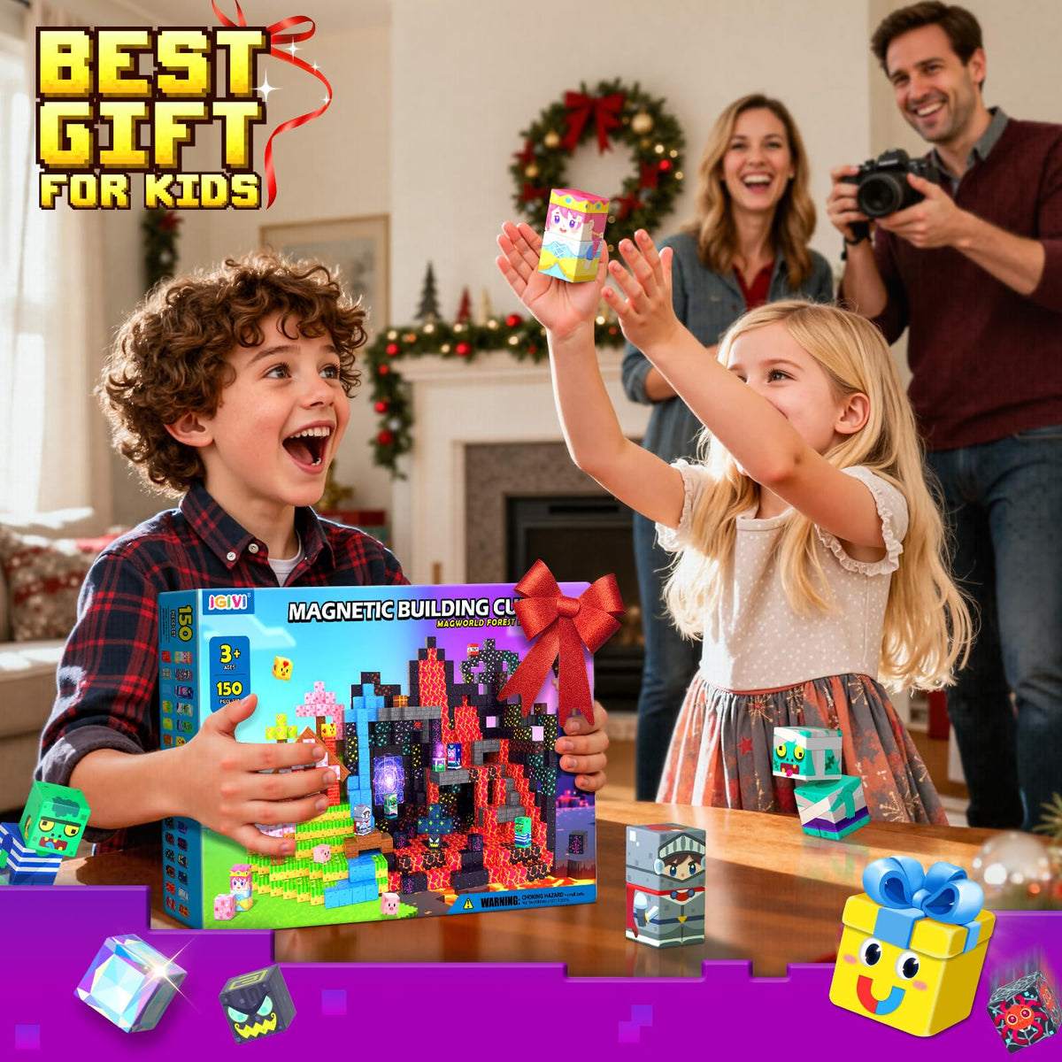 IGIVI 150PCS Magnetic Blocks - Build Mine Magnet World Set, Magnets Building Toys for Kids Ages 3-5 6-8 8-12, Supplies Birthday Party Gifts for 3+ Year Old Boys Girls, STEM Sensory Toys for Toddlers