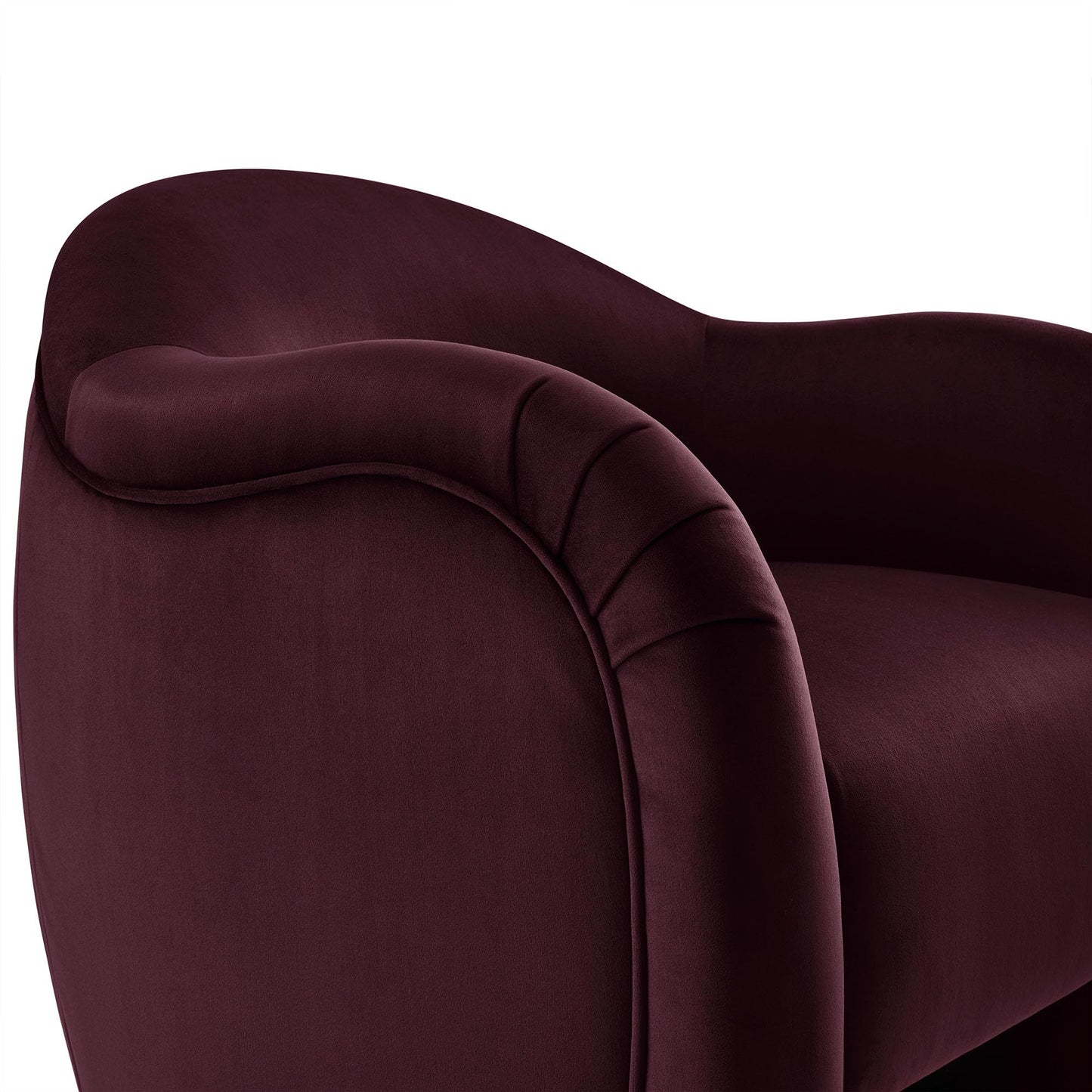 Modway Compose Barrel Chair with Performance Velvet Fabric in Mulberry – Upholstered Accent Armchair with Curved Backrest – Cozy Lounge Chair for Reading – Round Comfy Single Sofa Club Chair