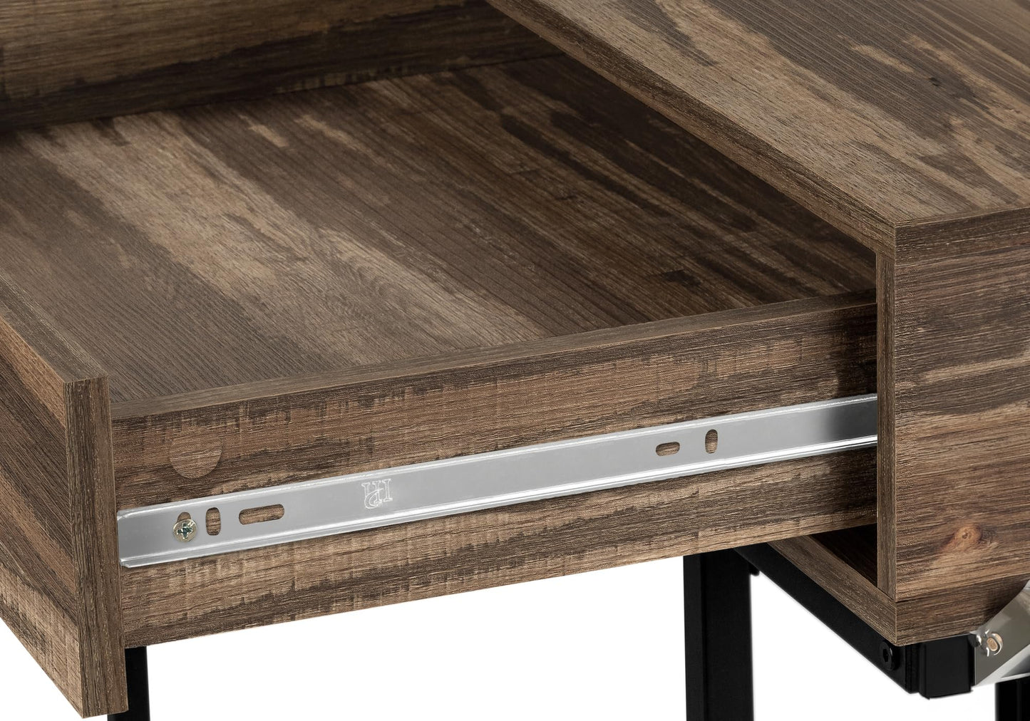Monarch Specialties I 7557 Computer Desk, Home Office, Laptop, Storage Drawers, 48" L, Work, Metal, Laminate, Brown, Black, Contemporary, Modern