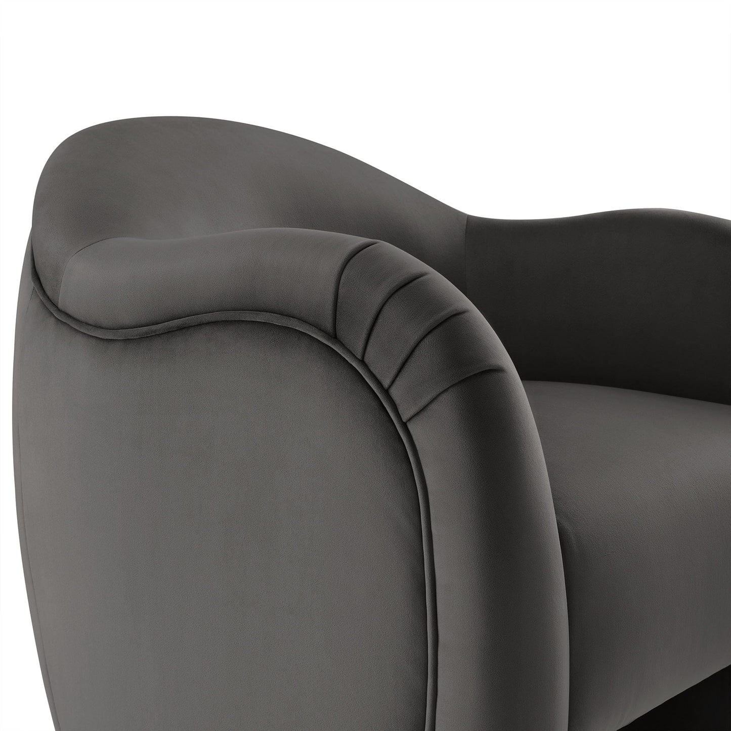 Modway Compose Barrel Chair with Performance Velvet Fabric in Storm Gray – Upholstered Accent Armchair with Curved Backrest – Cozy Lounge Chair for Reading – Round Comfy Single Sofa Club Chair