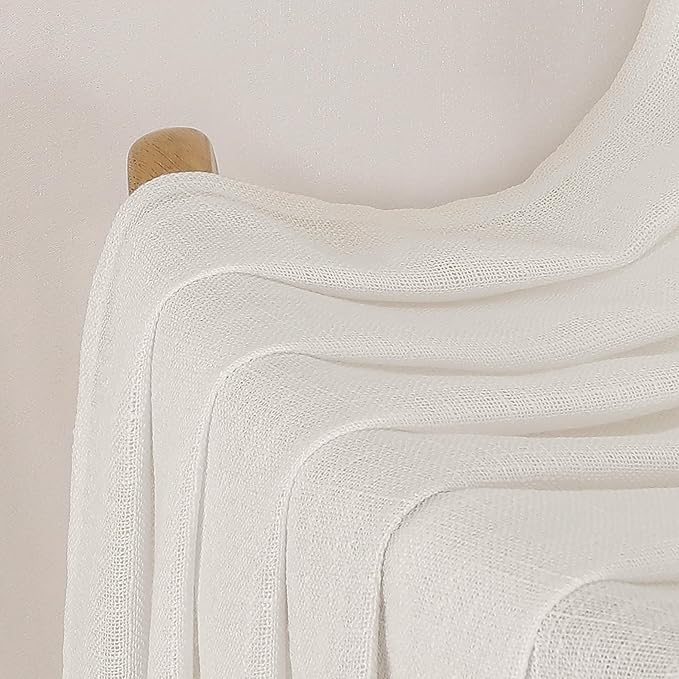 Chyhomenyc Ivory Semi Sheer Curtains 96 Inches Long 2 Panels