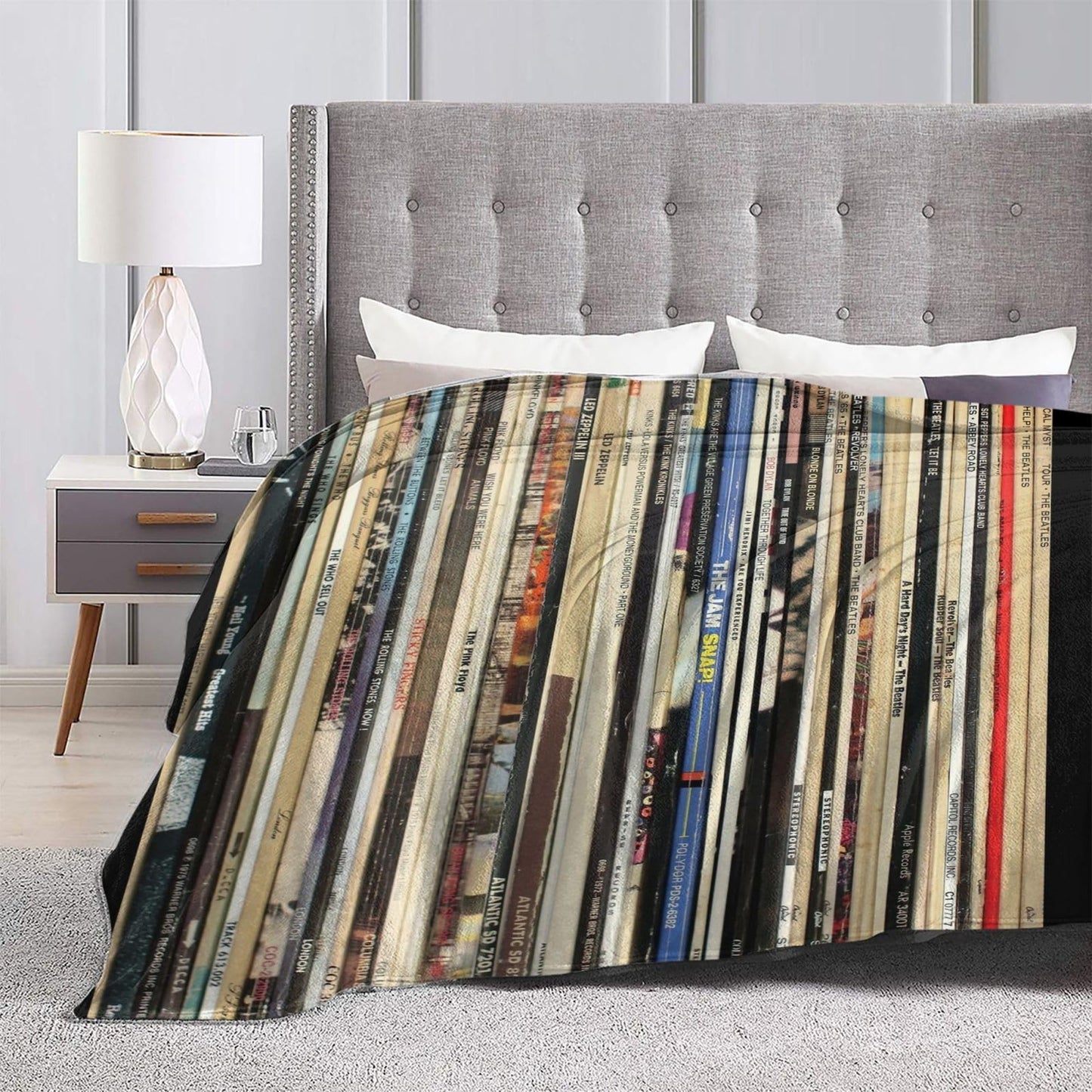 Classic Rock Vinyl Records Throw Blanket 50"X40" Lightweight Flannel Throws Blankets for Couch Bed Sofa Living Room Bedroom Home Decor,Soft Cozy Fluffy Fuzzy Plush Blanket for All Season