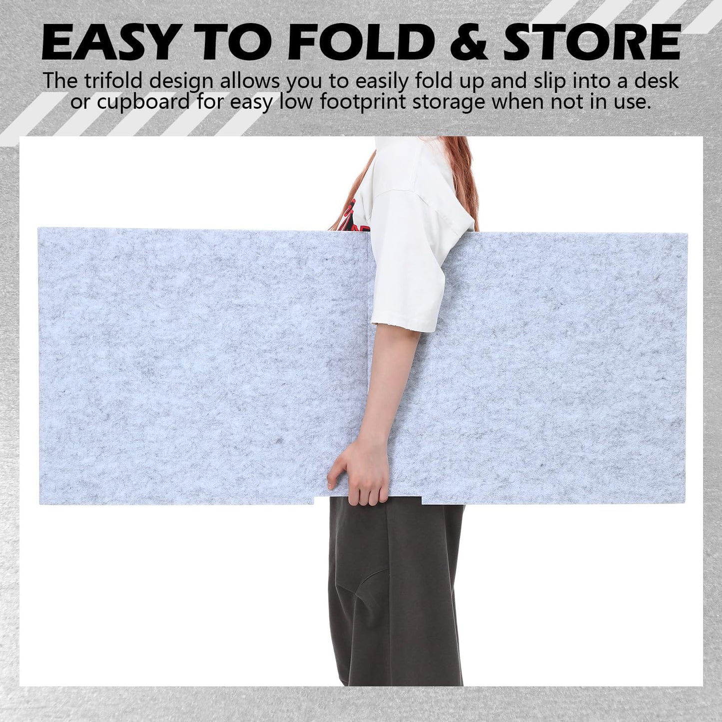 Dunzoom Large Desk Dividers for Students 47.3 x 15.7 Inch Acoustic Portable Fold Classroom Table Privacy Felt Boards for Workstation Office Home Furniture Partitions and Dividers(Gray)