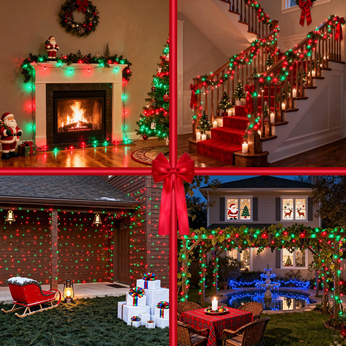 300 LED Red & Green String Lights, 75FT Connectable Fairy Lights with 12 Modes Dimmable Timer, Spring Decorations for Home, Tree Lights Indoor for Spring Summer Birthday Party Christmas Decorations