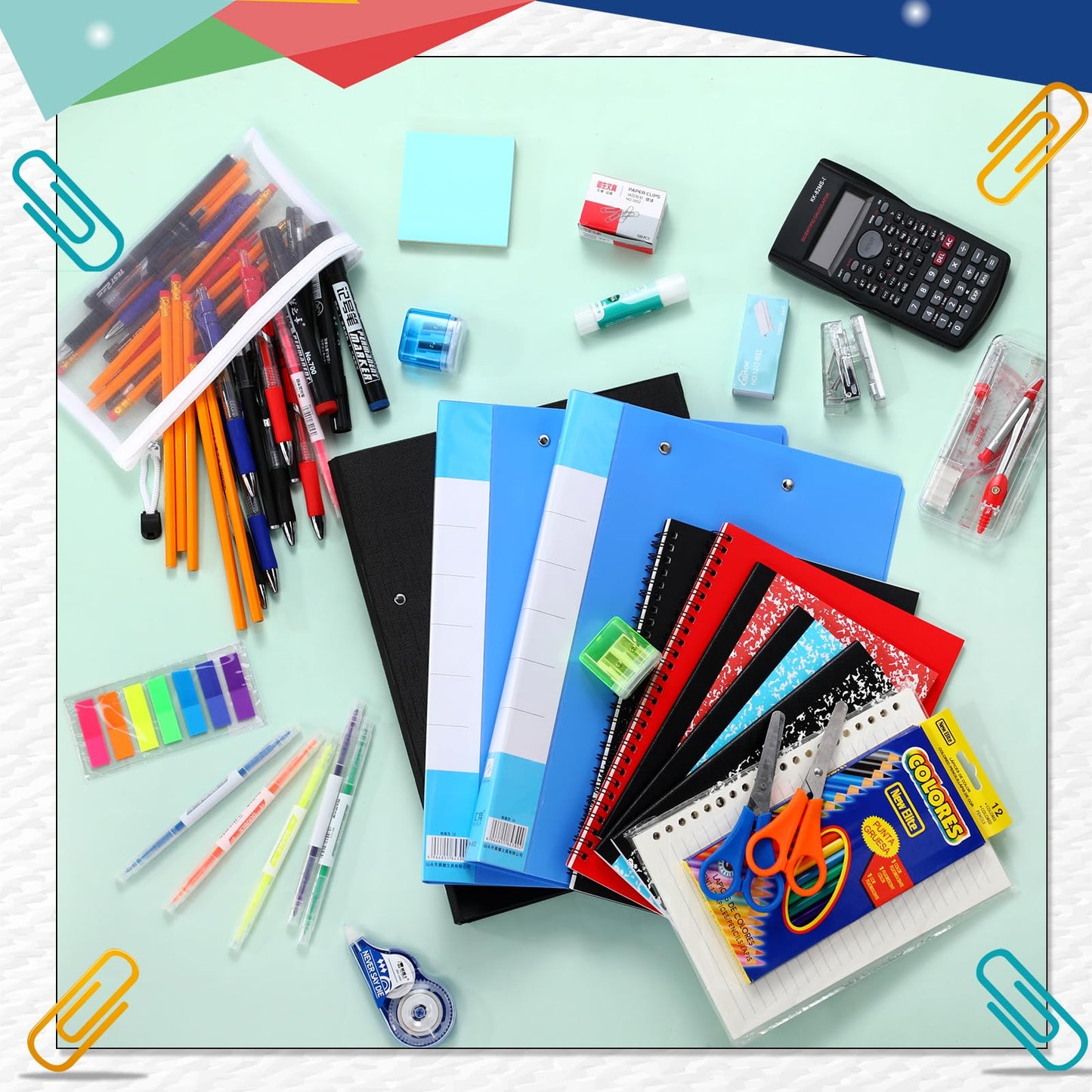 Gilprop 81 Pcs School Supply Kit with Backpack Back to School Supplies Bundle Bulk School Essentials for Elementary Middle High School Students Includes Folders Notebooks Pencils and More(Light Blue)