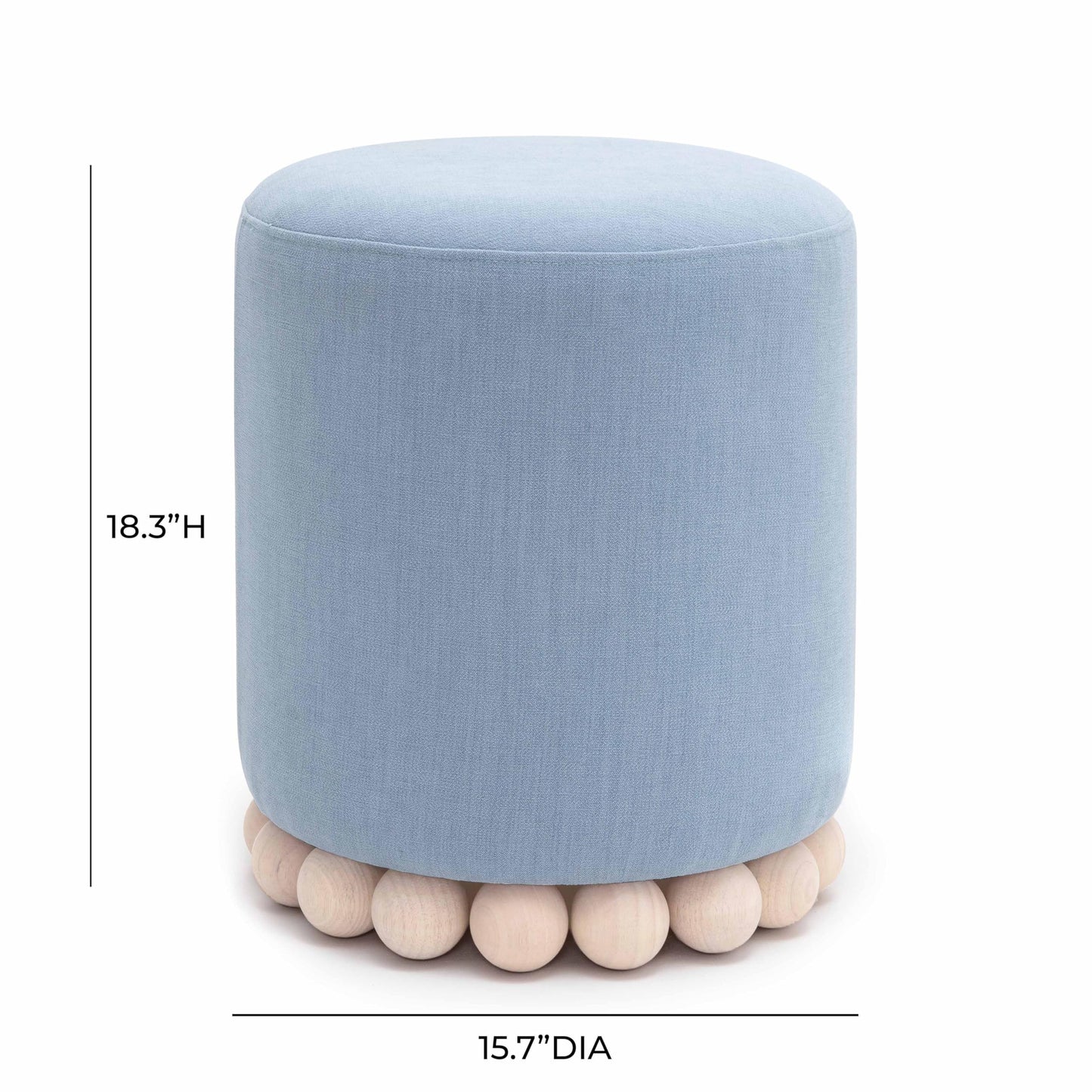 Tov Furniture Dex Faded Blue Upcycled Fabric Ottoman