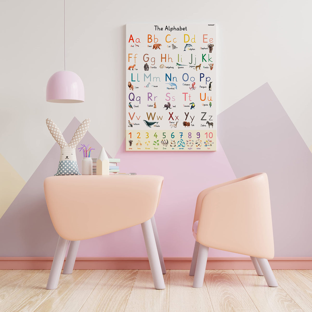 PACKLIST XL Alphabet Poster for Kids β Large 24" x 33" ABC Wall Chart β Extra-Thick 170 GSM Heavyweight Paper β Animal Learning Poster for Toddlers, Preschool & Classroom Decor β Plastic-Free