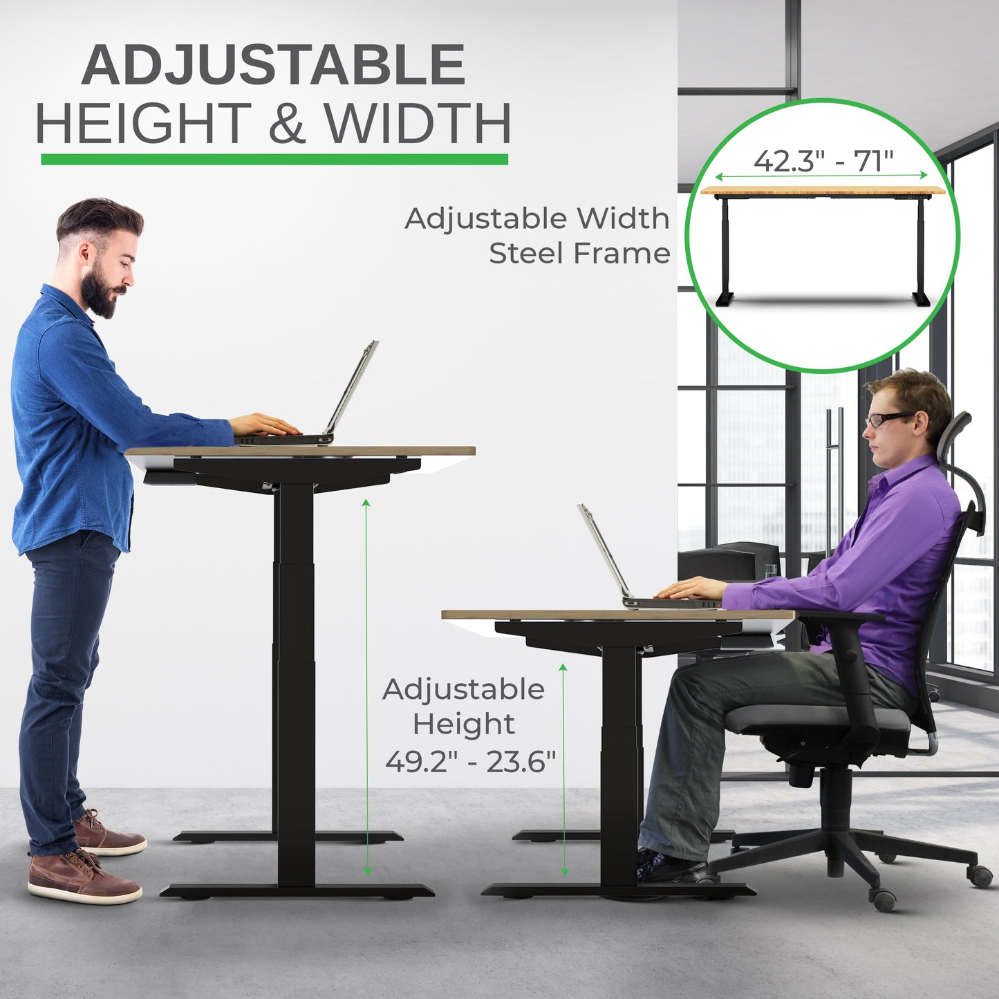Rise Up Standing Desk Legs, Adjustable Standing Desk Frame Dual Motor w/Memory, Electric Frame Base Height Desktop Table, Sit Stand Electric Table Legs