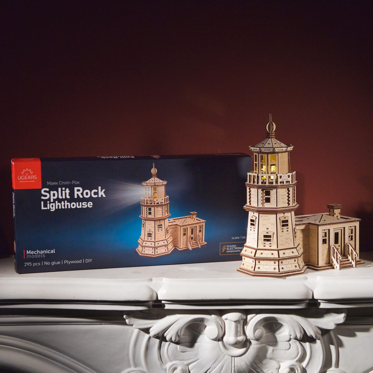 UGEARS Split Rock Lighthouse 3D Wooden Puzzles for Adults – Wooden Model Kits for Adults, Crafts for Adult, Model Kits to Build, Wooden 3D DIY Model Brain Teaser, Hobby Set