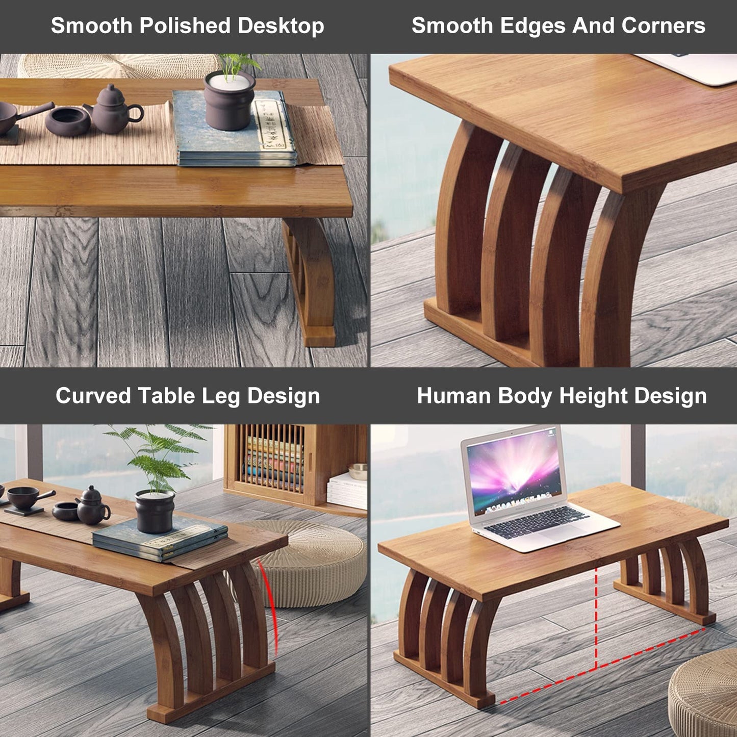 GHHDPXM Japanese Zen Low Coffee TableFloating Style Living Room Table Brown 80x37x31cmIdeal for Minimalist Decor & Cocktail Gatherings