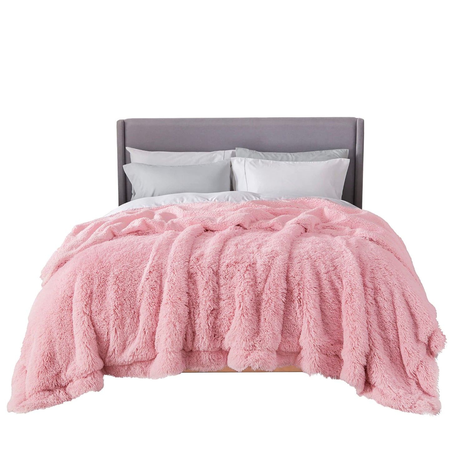 Bedsure GentleSoft Fluffy Pink Blankets Queen Size for Bed, Thick Sherpa Faux Fur Fleece Fuzzy Plush Winter Warm Heavy Soft Full Queen Blankets, Bedroom Decor Pink Gifts Cozy Gifts for Women, 90x90