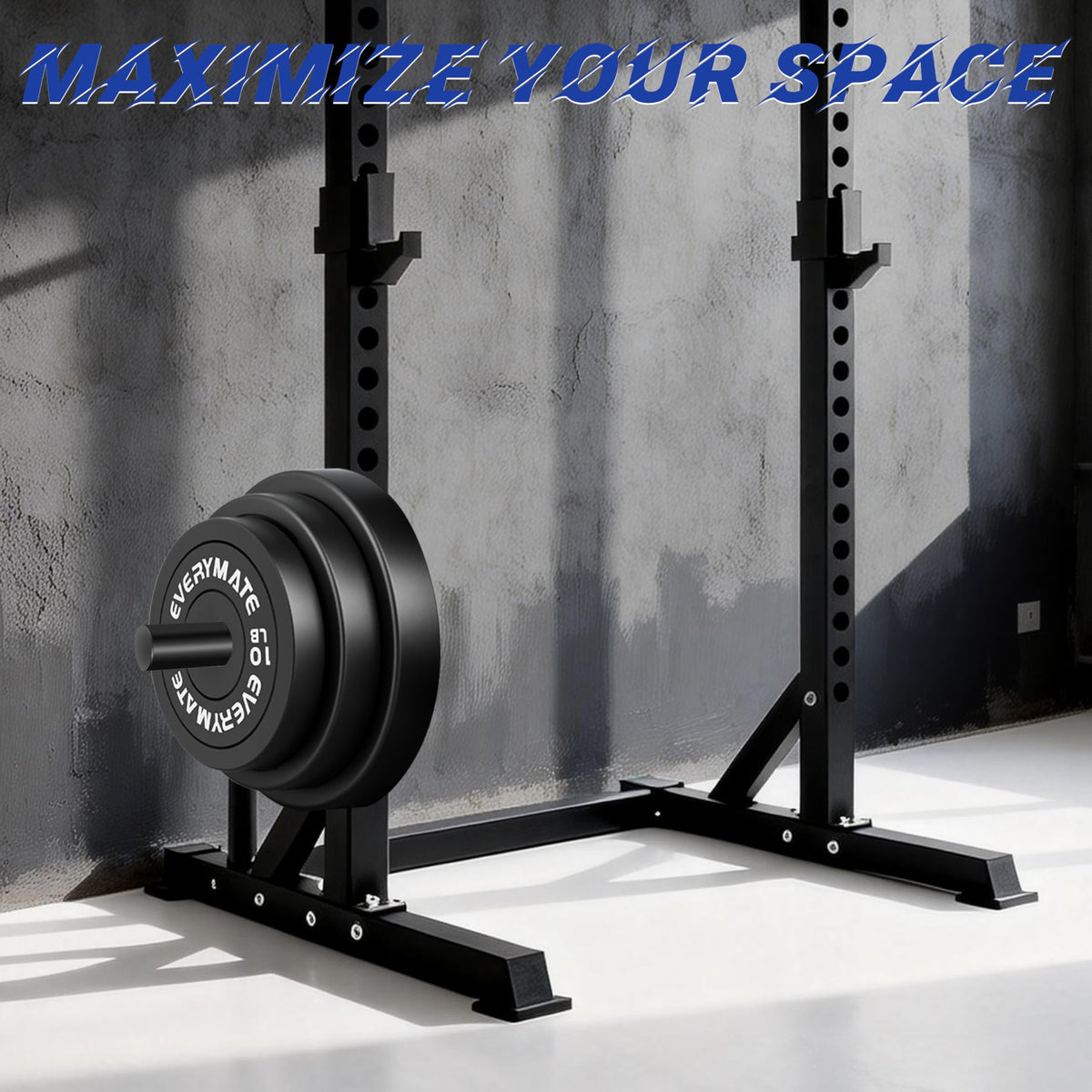 EVERYMATE Power Rack & Squat Rack Attachments Olympic Weight Plate Holder – Fits 3x3 Inch Tubes, 1" Hole – Bumper Plate Storage(4 pack)