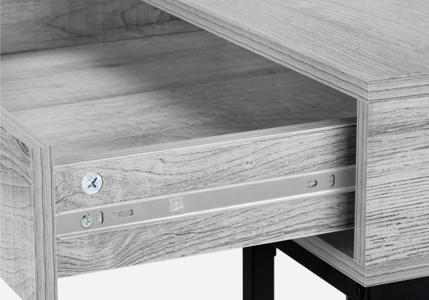 Monarch Specialties I 7553 Computer Desk, Home Office, Laptop, Storage Drawers, 48" L, Work, Metal, Laminate, Grey, Black, Contemporary, Modern