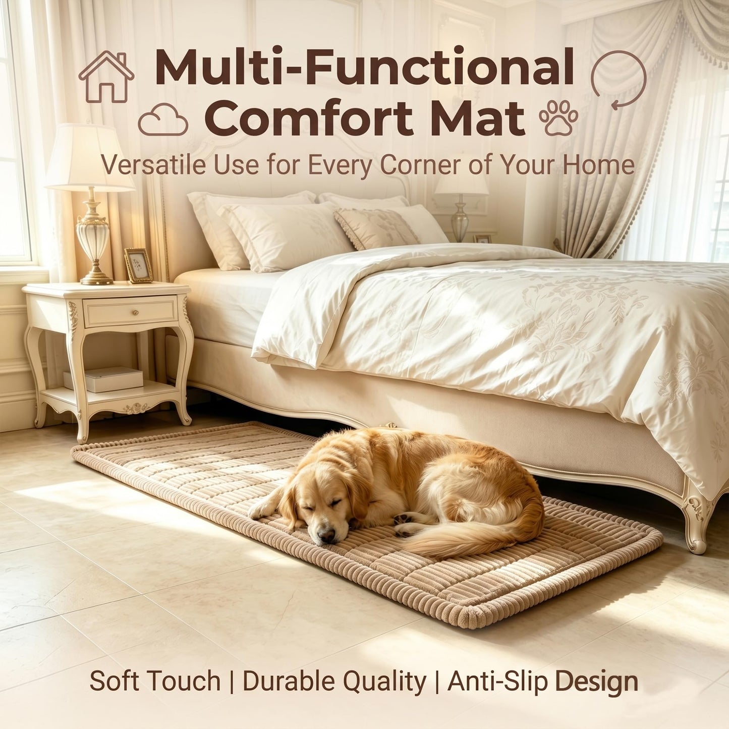 Washable Dog Couch Covers for 3 Cushion Sofa – Non Slip Plush Pet Sofa Protectors, 27.6" x 70.9" Fuzzy Furniture Protector for Dogs & Cats, Machine Washable Cover for Couch, Floor, Car, Camping