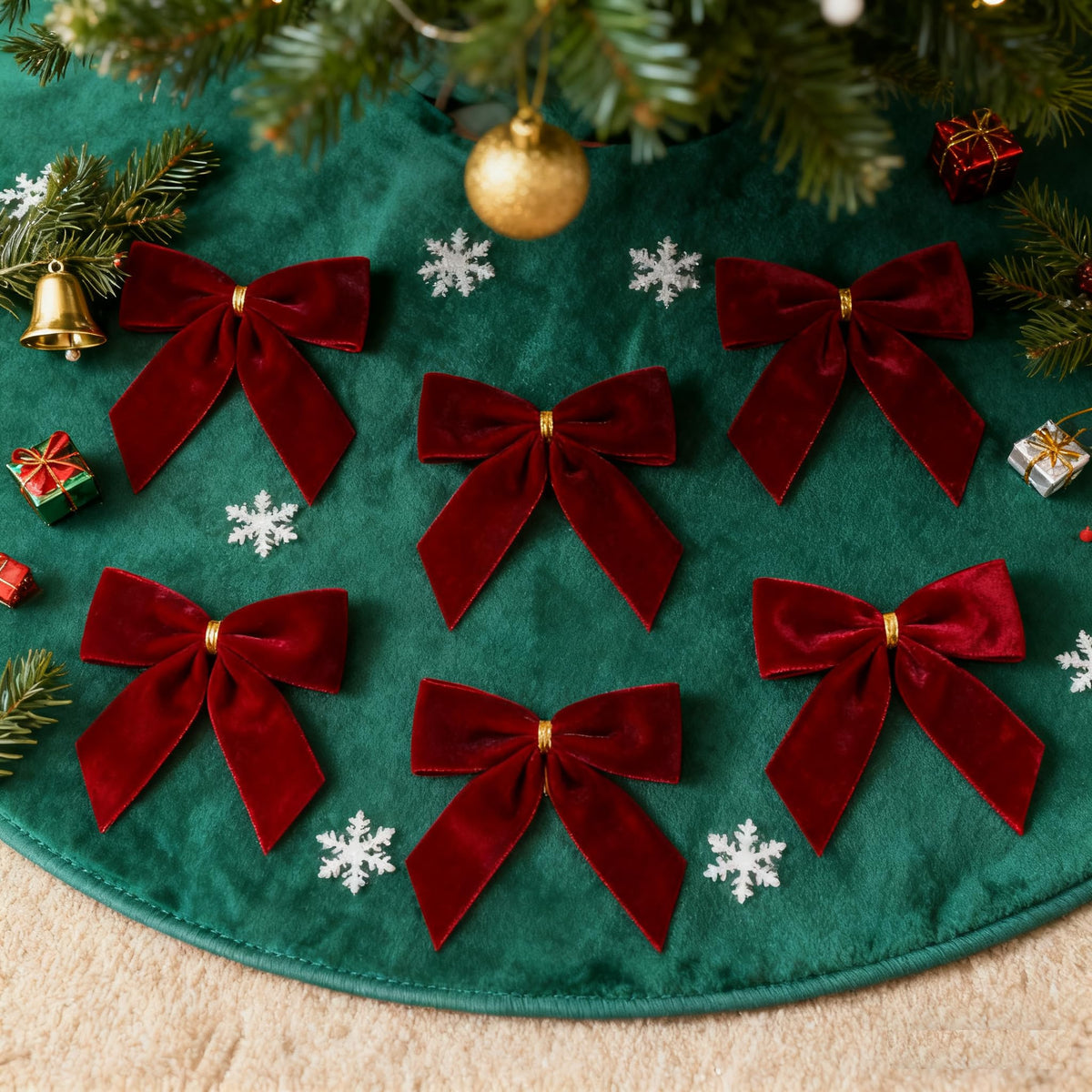 Doacpcr 24 Pcs Burgundy Small Velvet Bows for Valentines Day Decorations, 3.5 Inch Xmas Velvet Ribbon Bow Ornaments for Christmas Farmhouse Wreath Garland DIY Craft Gift Wrapping Decorative, 1" W
