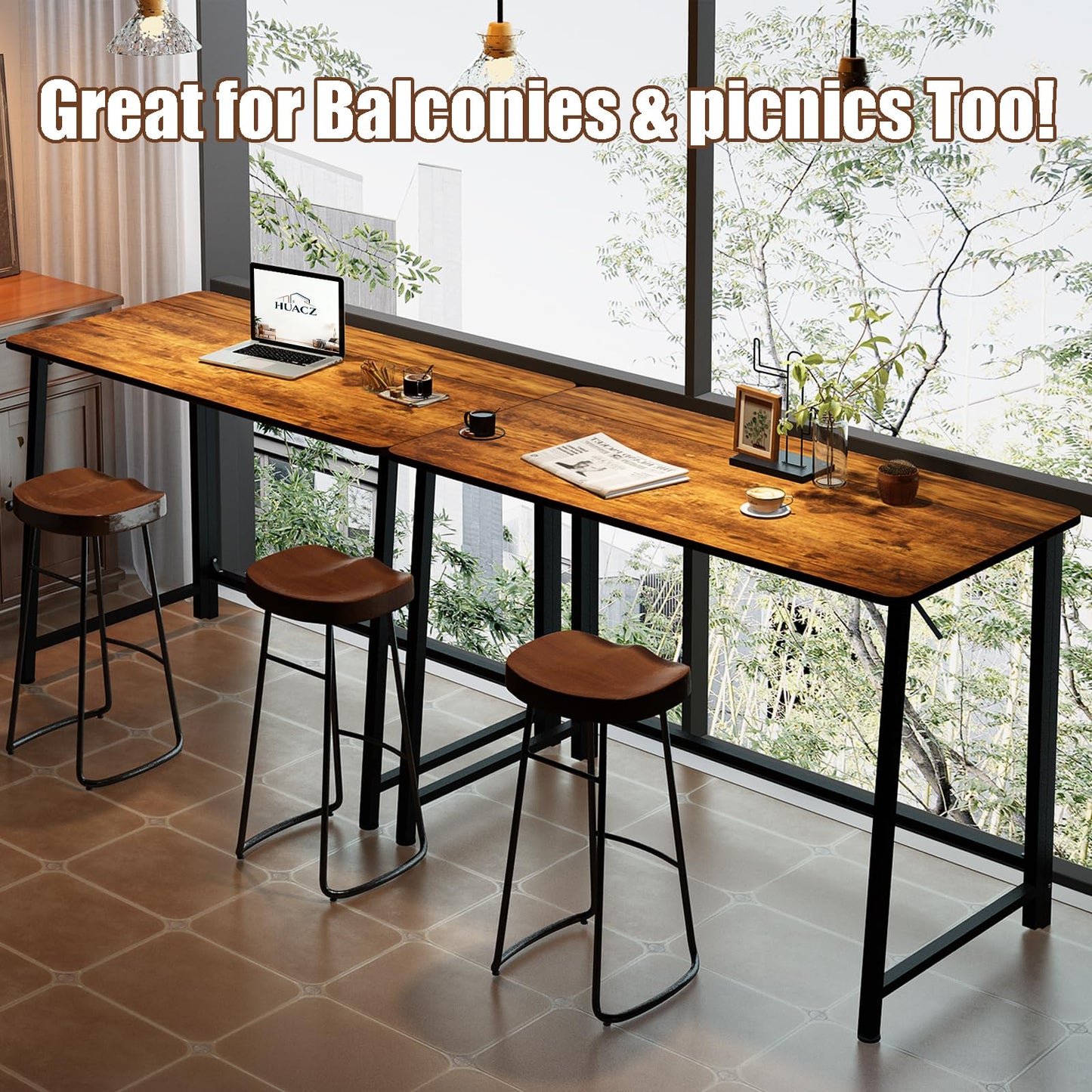 huacz 31.5" Folding Desk for Small Spaces, Foldable Computer Table for Home Office, Study,Bedroom,Dorm,Craft, Space Saving,Small Writing Work Office Compact Computer Desk,Easy Assembly,Rustic Brown