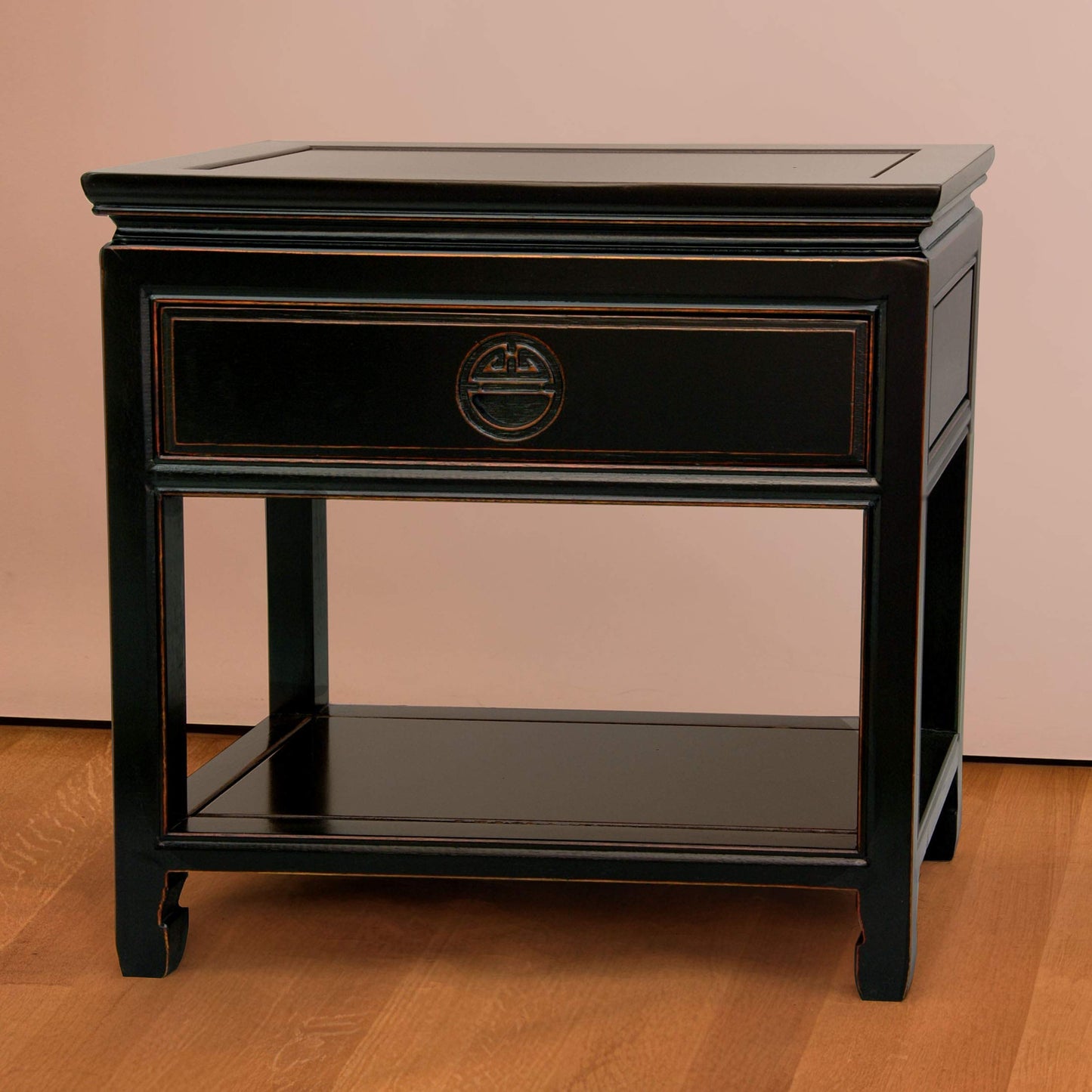 Red Lantern Elegant End Table - Antique Black