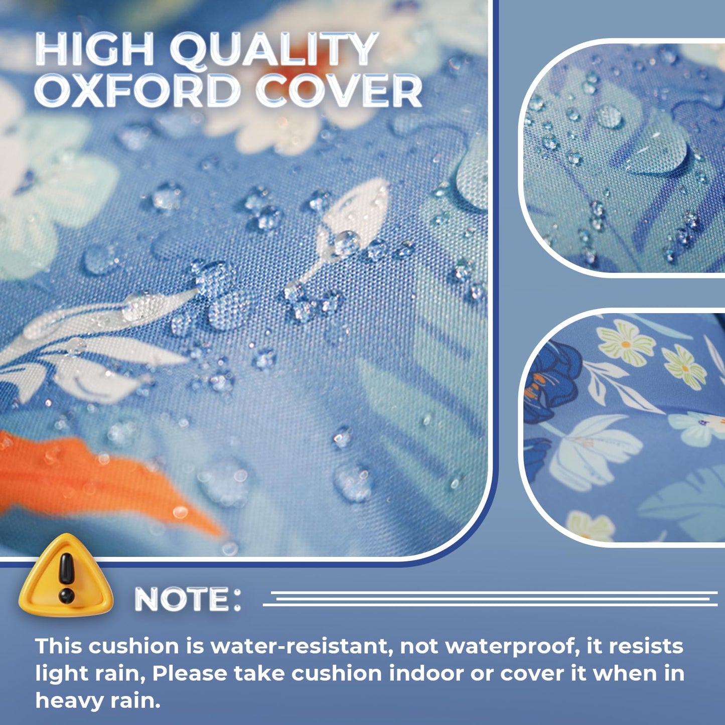 Tycdiose Waterproof Outdoor Chaise Lounge Chair Cushion 74.4 x 22 x 4.7 Inches Memory Foam Lounge Chair Cushions for Outdoor Furniture with Ties, Thickened Pool Lounge Chair Cushion, Blue Floral
