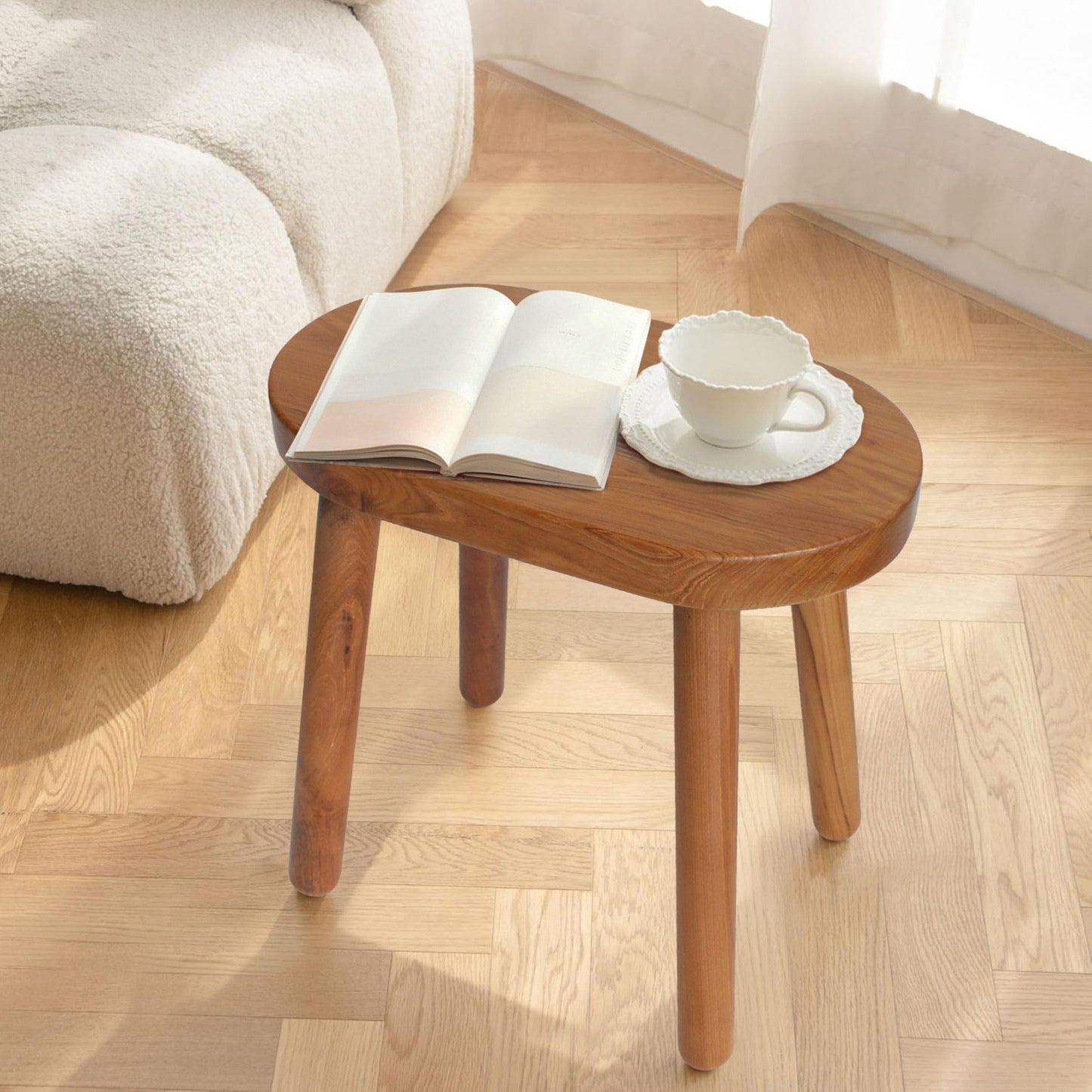 JOLLYMER Teak Stool Solid Wood Indoor Outdoor Shower/Bath/Spa Handmake Teak Bench
