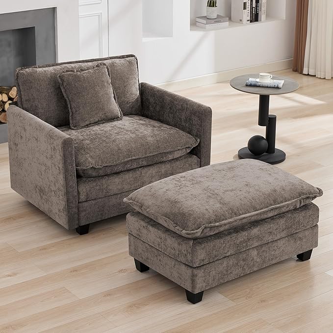 WUTUTUEE 41'' Modern Chenille Oversized Chair, Upholstered Accent Living Room