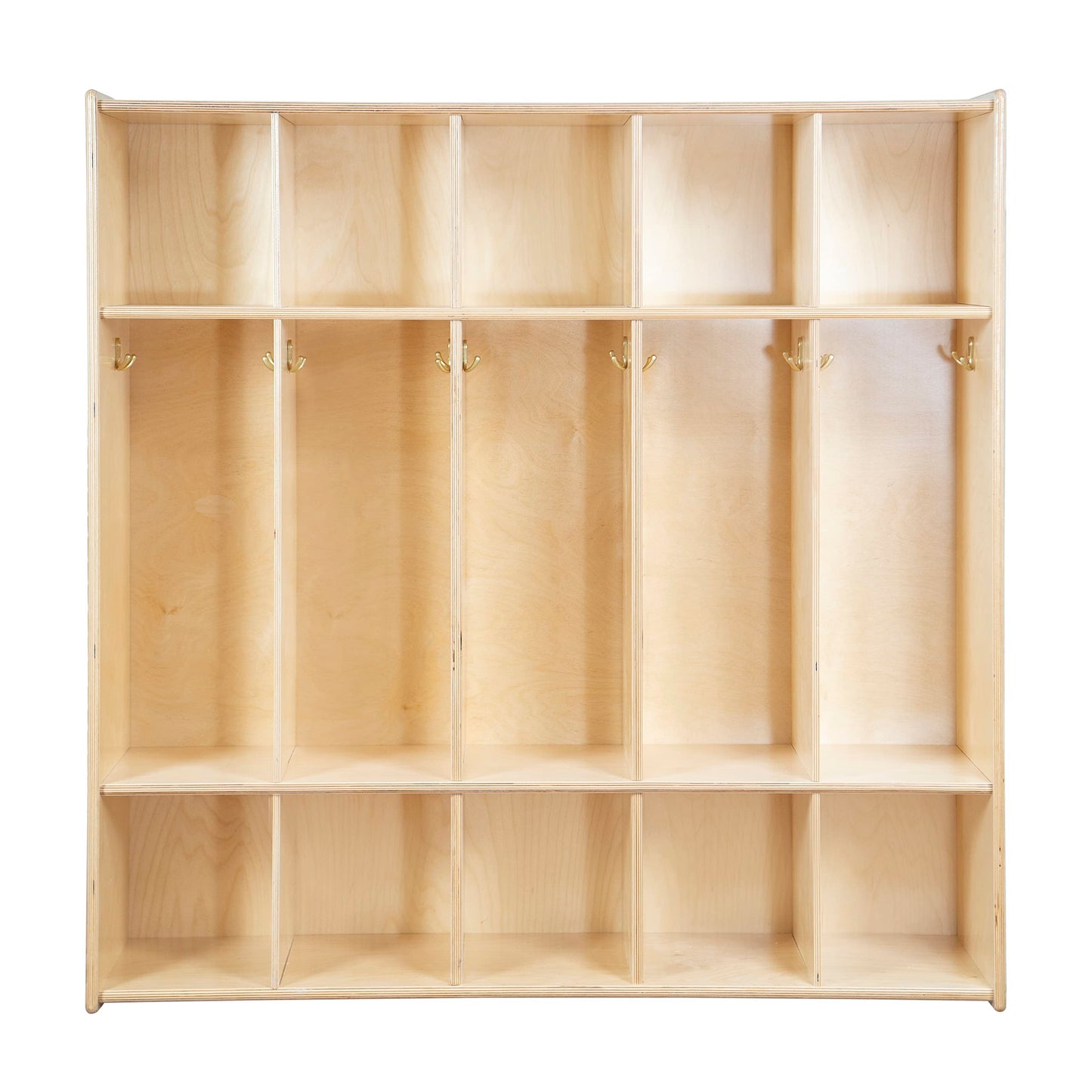 RRI Goods 5 Section Montessori Coat Locker & Backpack Hanger, School,Daycare Organizer, Wooden Furniture with Storage & Hooks for Classrooms, Kid’s Room