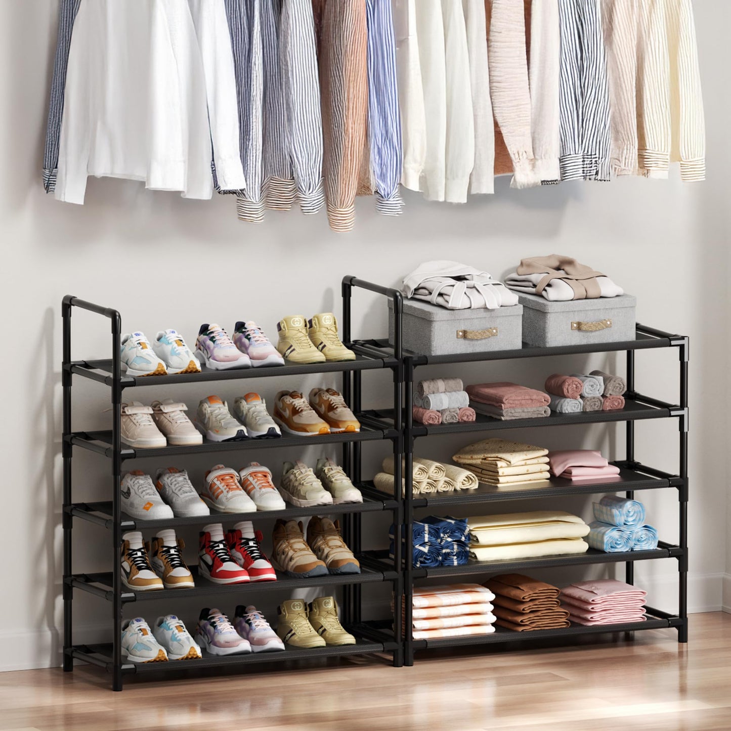SRRSO Shoe Rack, 10 Tier Shoe Storage Organizer Fit 30-35 Pairs Shoes,Metal Tall Shoe Shelf for Closet,Entryway,Garage,Bedroom,Cloakroom
