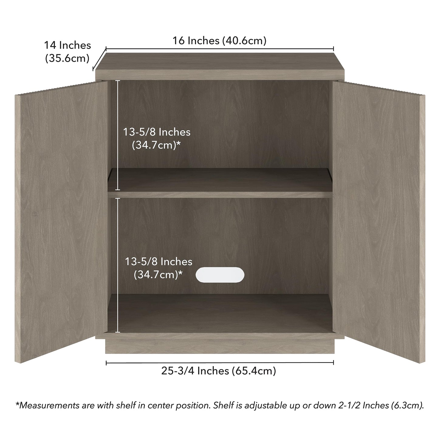 Henn&Hart 28" Fluted Wooden Accent Cabinet, Ribbed Modern Sideboard Buffet Cabinet with 2 Doors and an Adjustable Shelf for Living Room, Dining Room, Bedroom or Entryway, Weathered Gray
