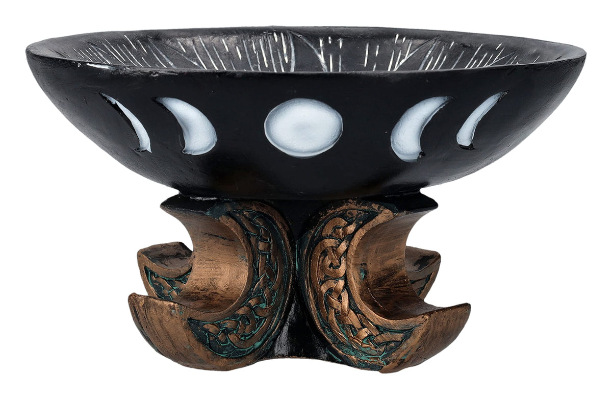 Pacific Giftware Carved Illustrated Sun and Moon Resin Trinket Bowl Black 8” Diameter