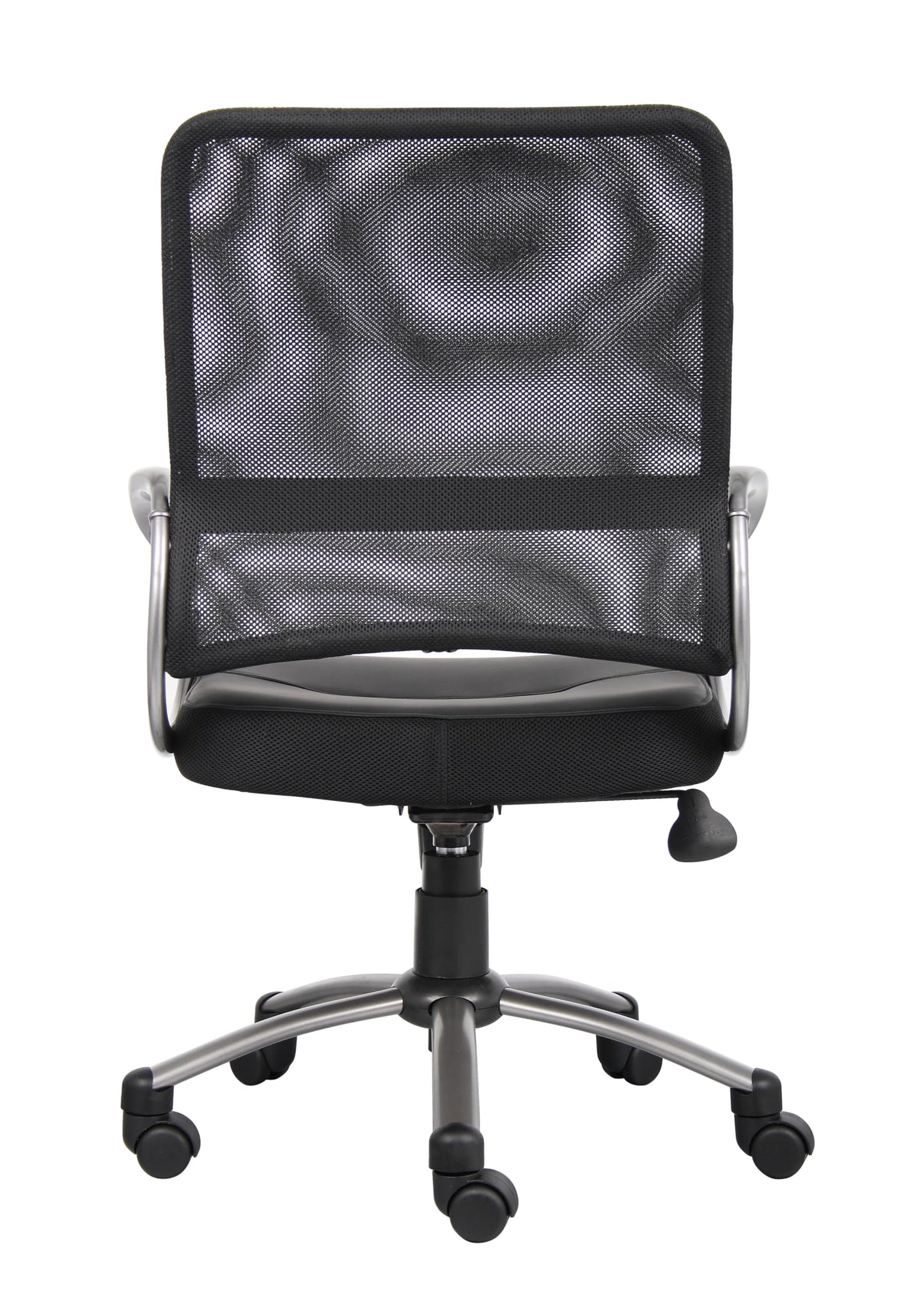 Boss Office Products Mesh Back Task Chair with Pewter Finish in Black, mid-Back (B6406)