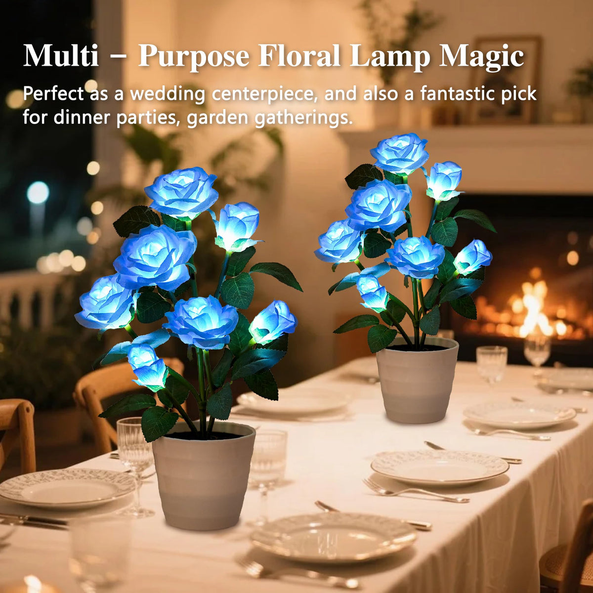 hibeauti Artificial Blue Rose Flower Lamp LED Lights, Flower Table Lamp for Bedroom Bar Coffee Shop Wedding Valentines Mothers Day Birthday Christmas - Unique Gifts for Women Her Girlfriend Wife Mom