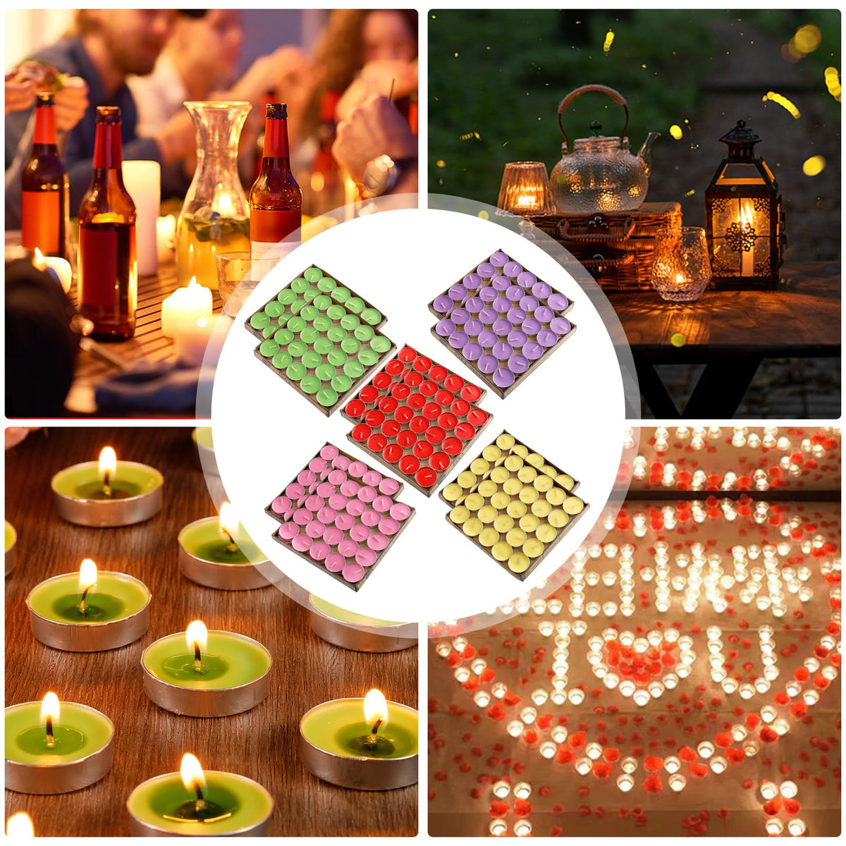 Dyrfolm 100 Pack Tea Lights - Smokeless, Unscented, Dripless & Long Lasting Mini Tealight Candles for Home, Weddings, Party Decoration (Green)