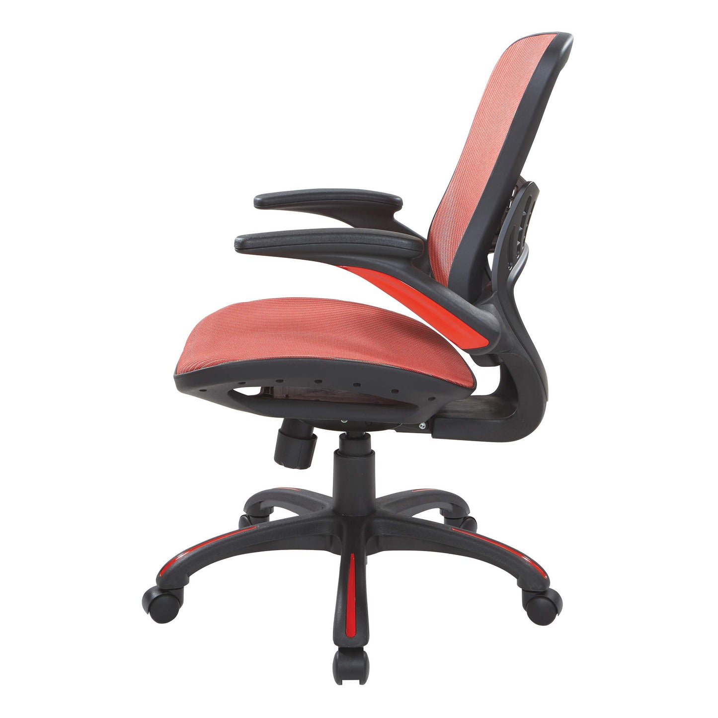 Office Star Riley Ventilated Manager's Office Desk Chair with Breathable Mesh Seat and Back, Black Base with Red