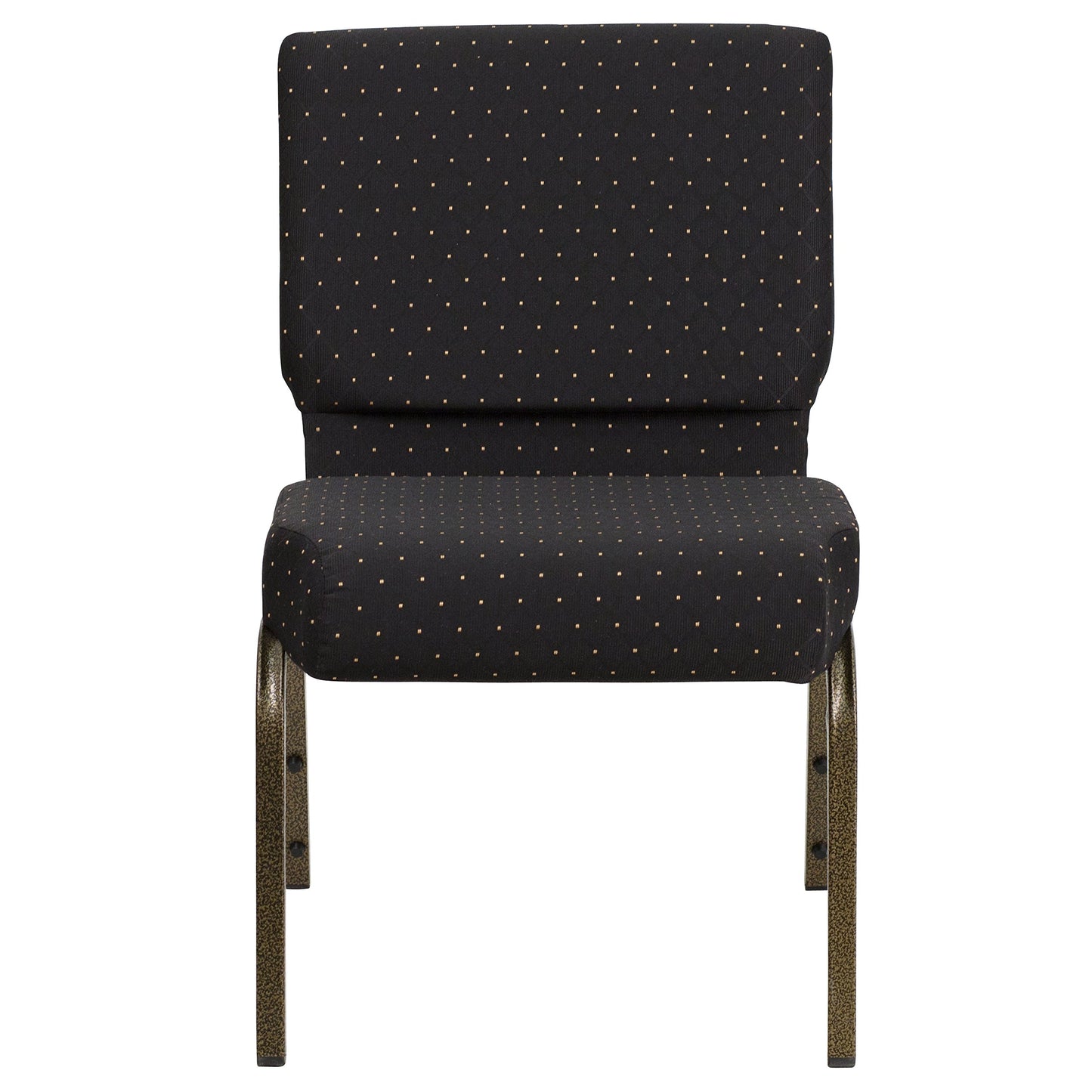 Flash Furniture 4 Pack HERCULES Series 21''W Stacking Church Chair in Black Dot Patterned Fabric - Gold Vein Frame