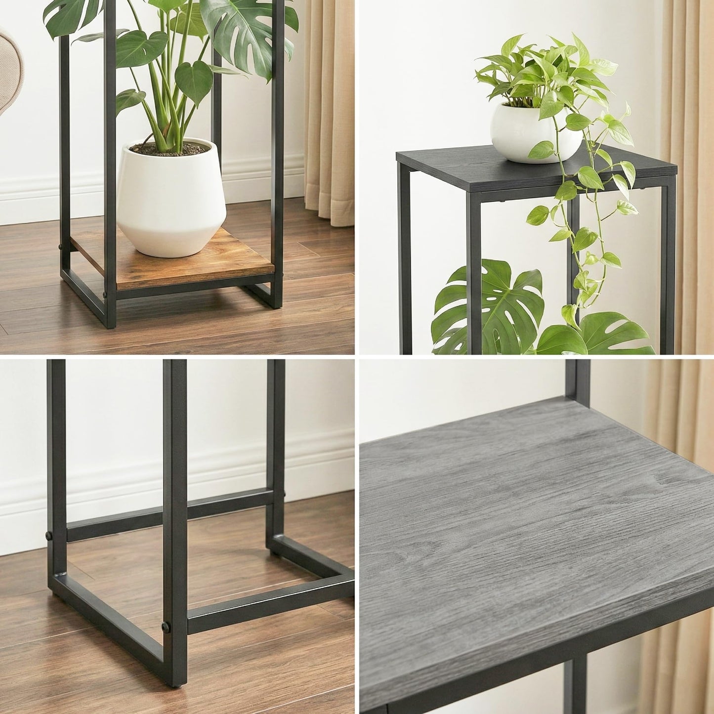 JEPRECO 46" Tall Plant Stand Indoor, 3-Tier Modern Plant Shelf, Corner Flower Pot Holder Organizer for Living Room Balcony Patio Garden (Rustic Brown)