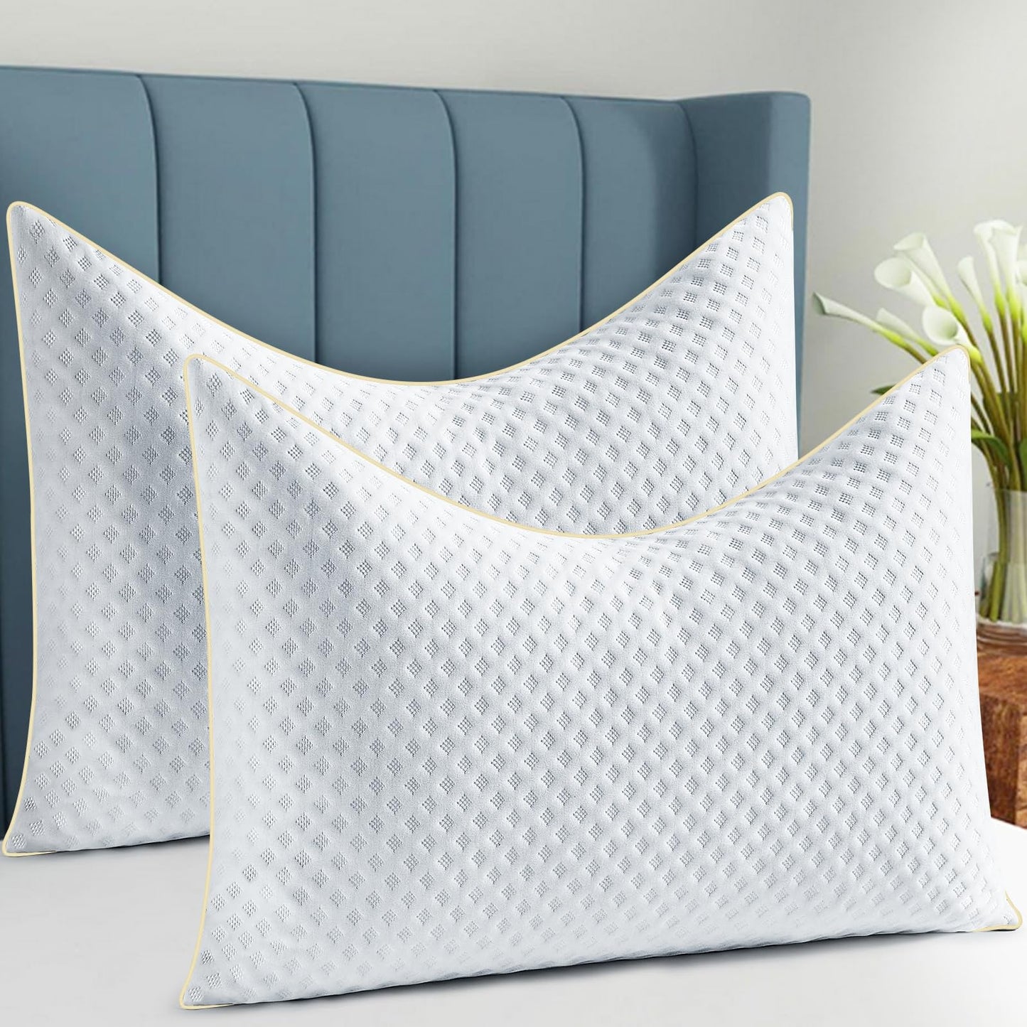 Sofslee Pillow King Size for Neck and Shoulder Pain, Adjustable Firmness Memory Foam King Pillows for Side Sleeper, Cooling Curved Bed Pillow for Sleeping with Washable Cover